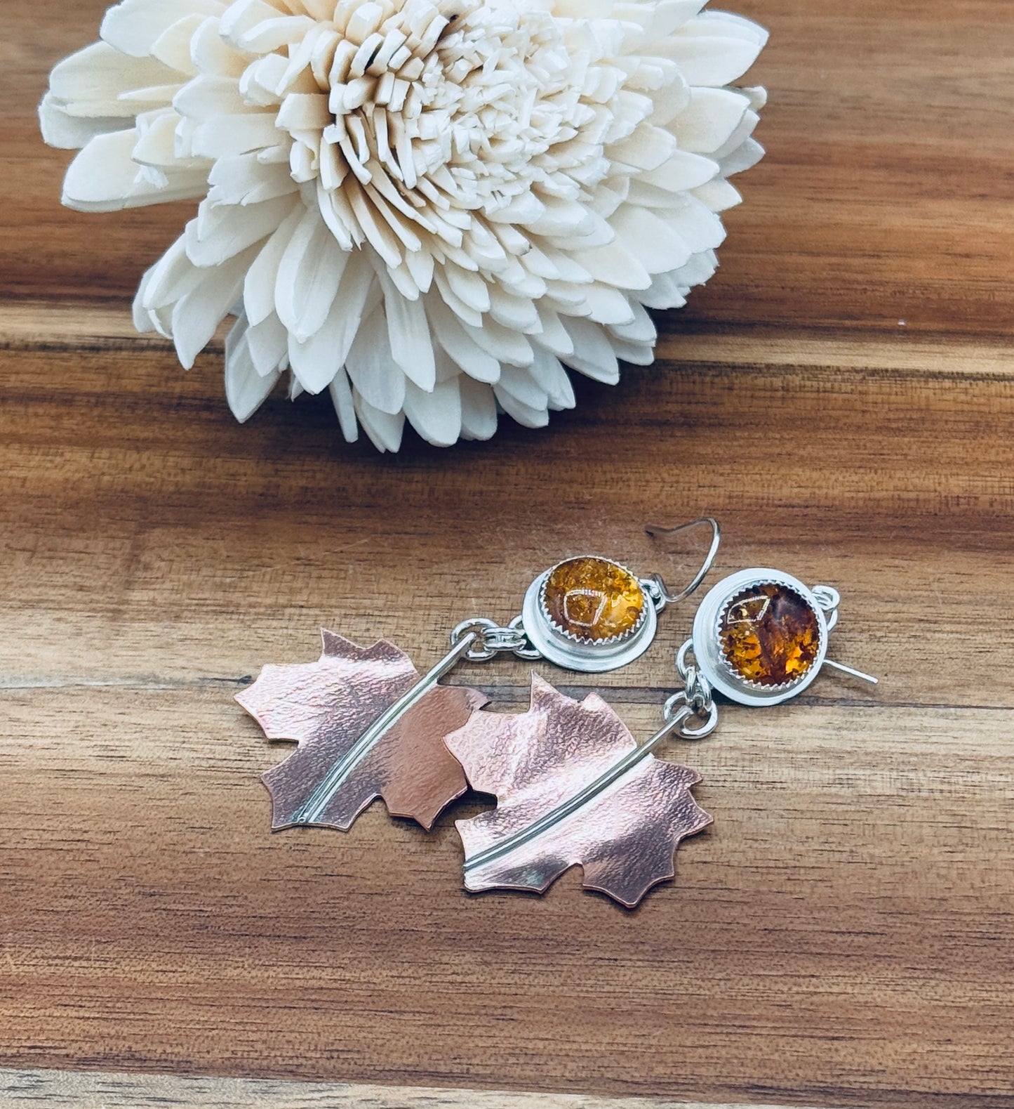 Fall Leaf Baltic Amber Earrings