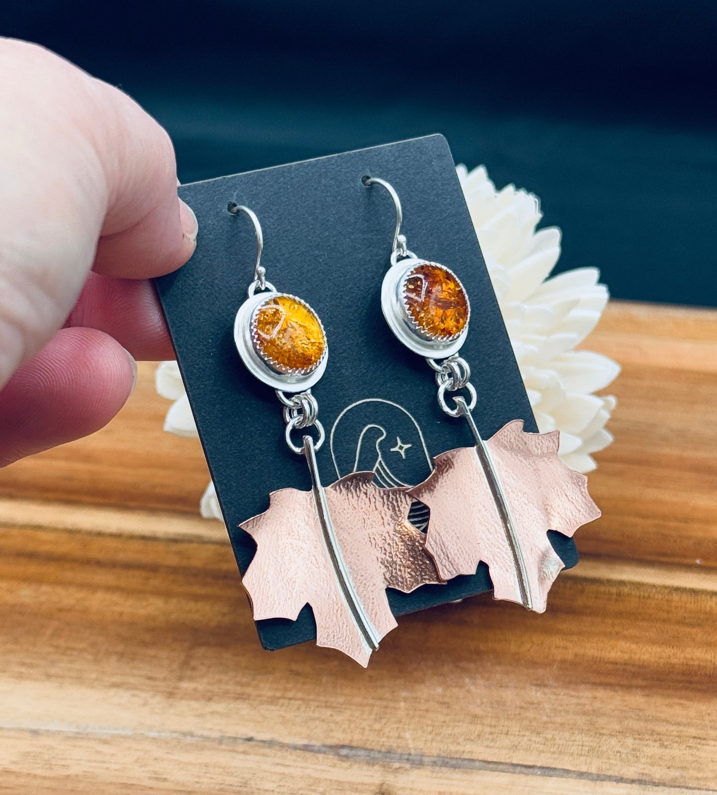 Fall Leaf Baltic Amber Earrings