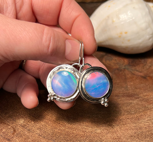 Aurora Opal Sterling Silver Earrings