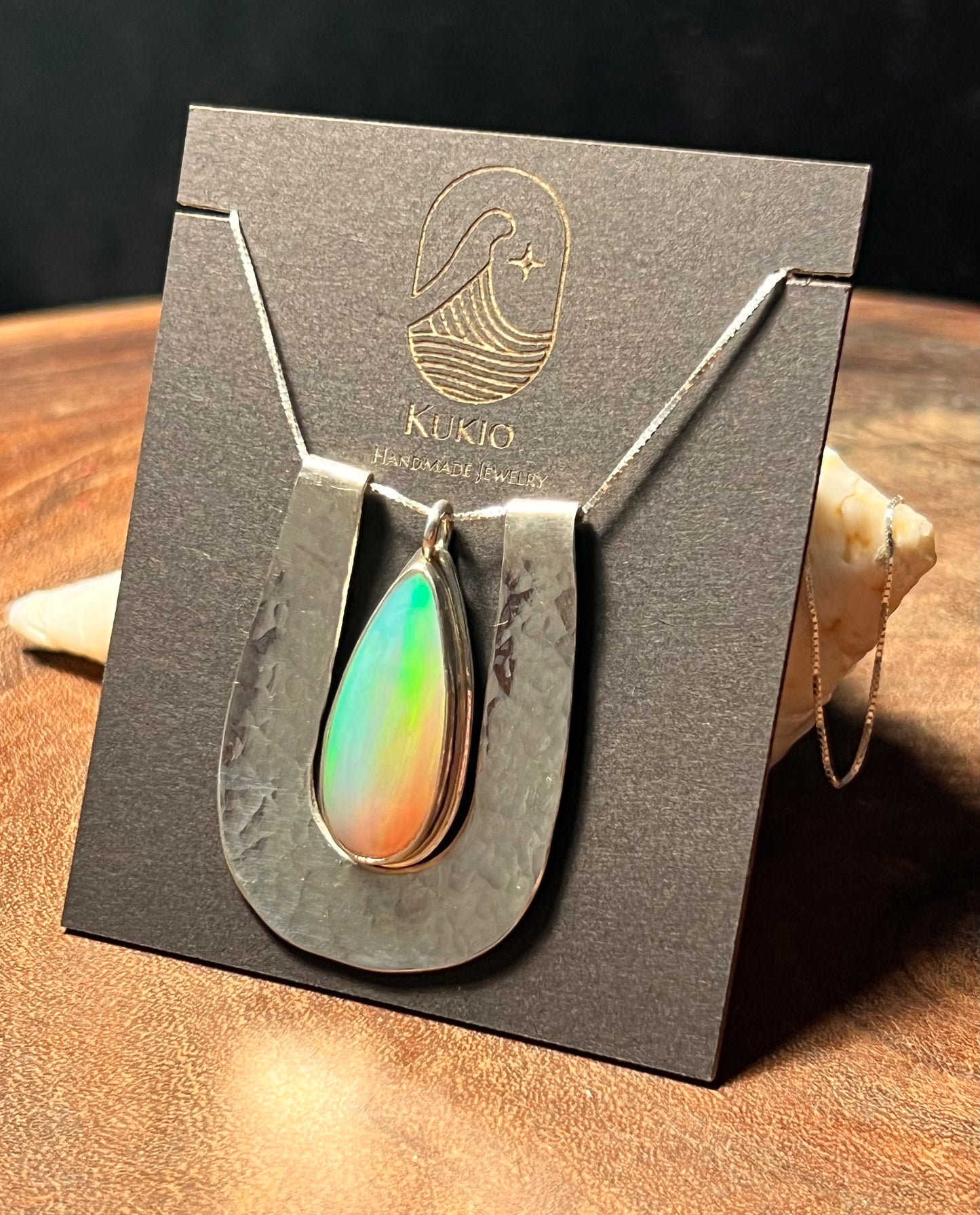 Aurora Opal Sterling Silver Necklace