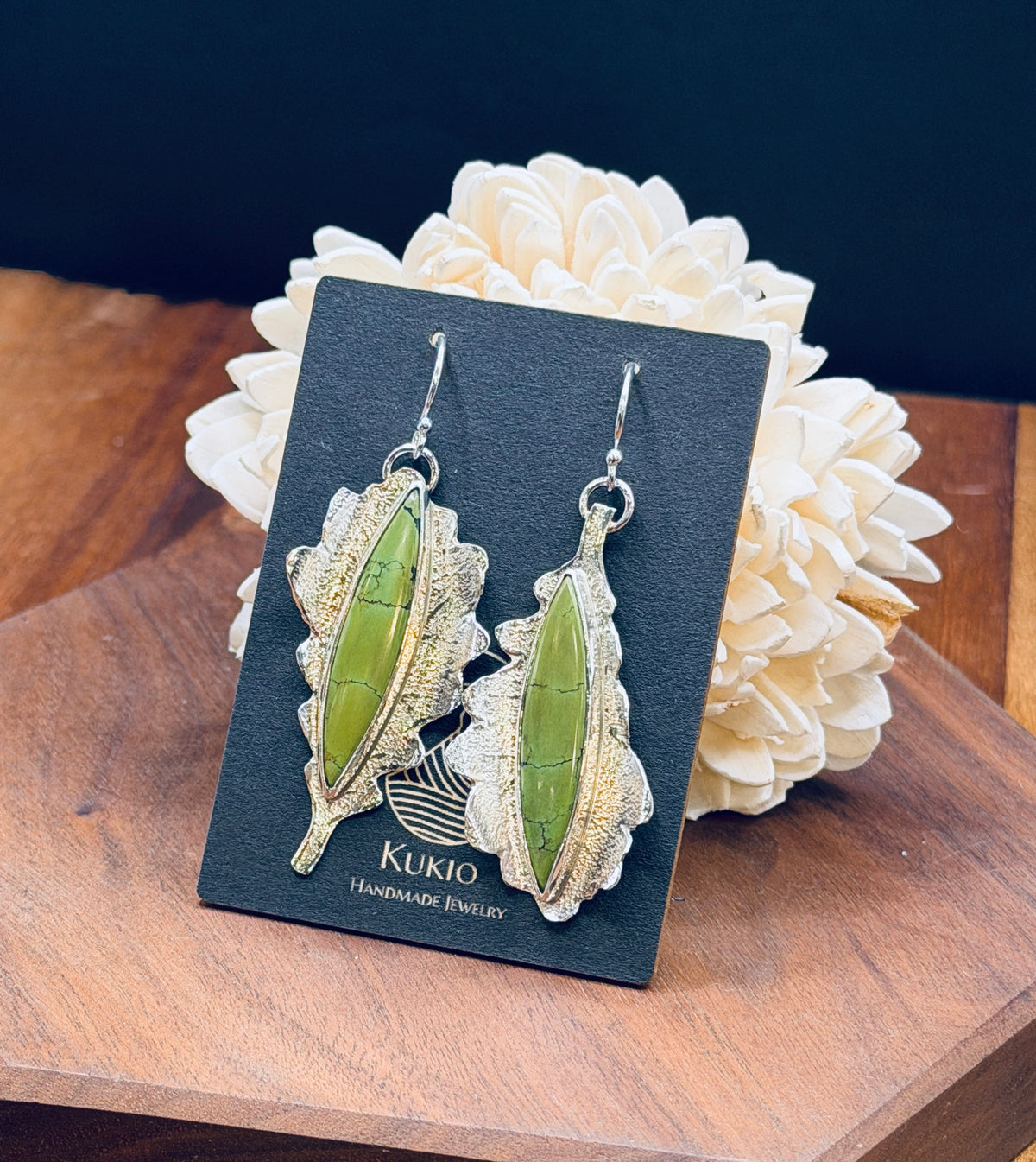 Sterling Silver Falling Leaves Turquoise Earrings