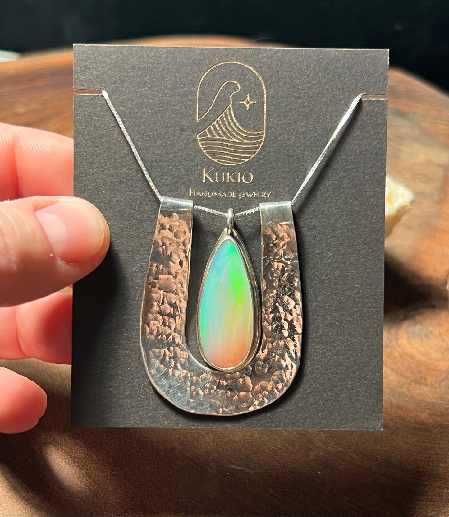 Aurora Opal Sterling Silver Necklace