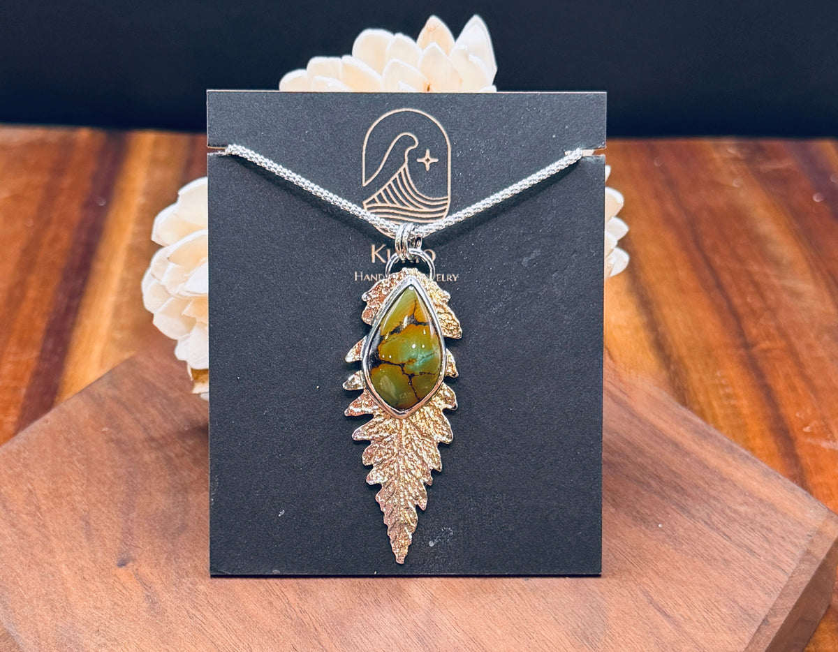 Sterling Silver Turquoise Fern Pendant