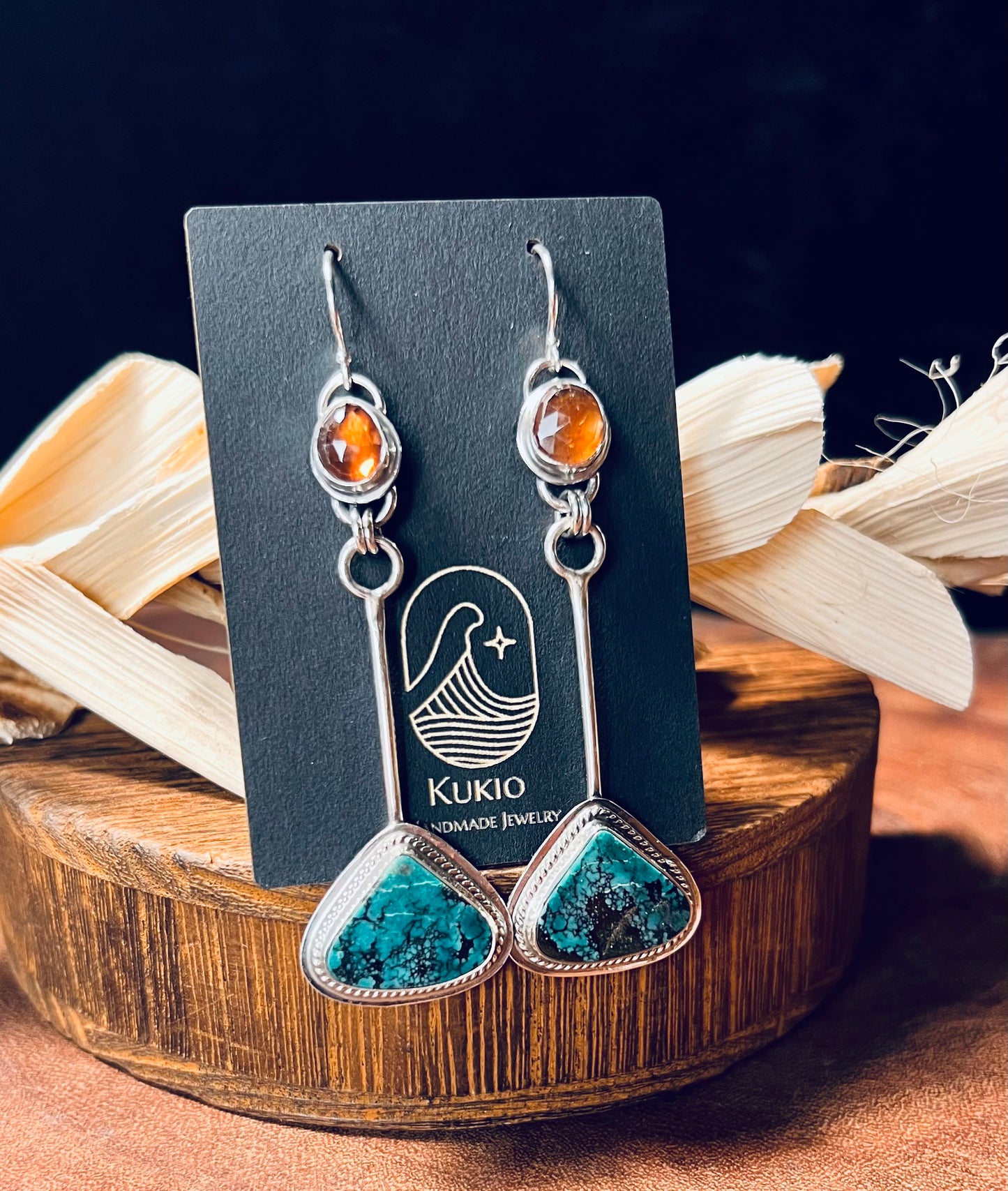 Hubei Turquoise and Imperial Topaz Sterling Silver Earrings