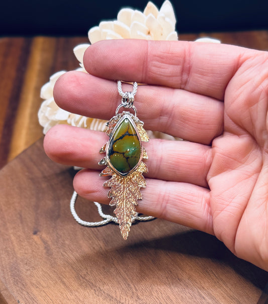Sterling Silver Turquoise Fern Pendant