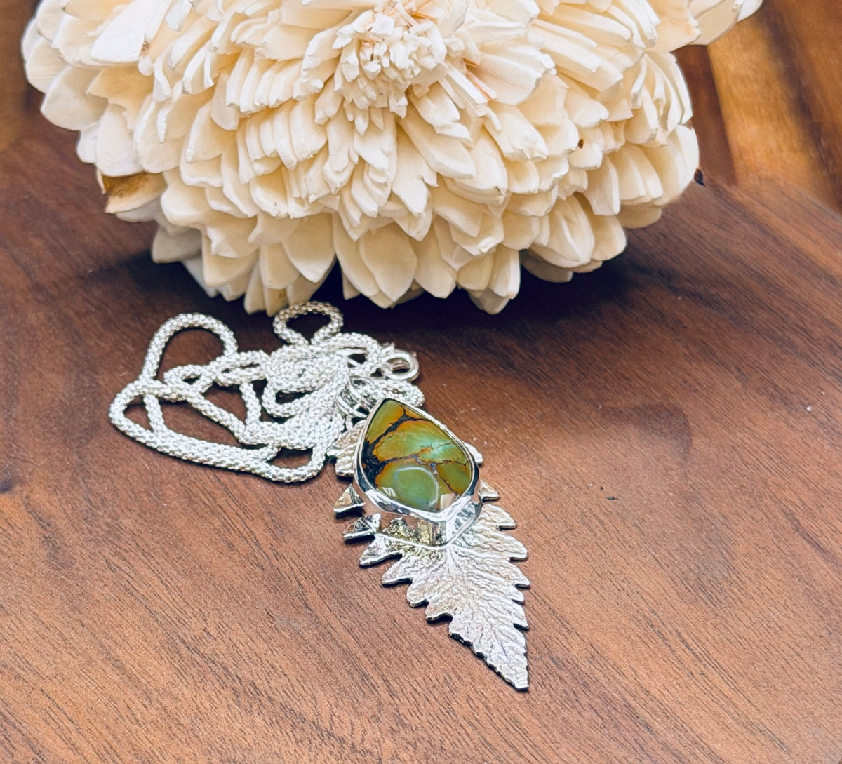 Sterling Silver Turquoise Fern Pendant