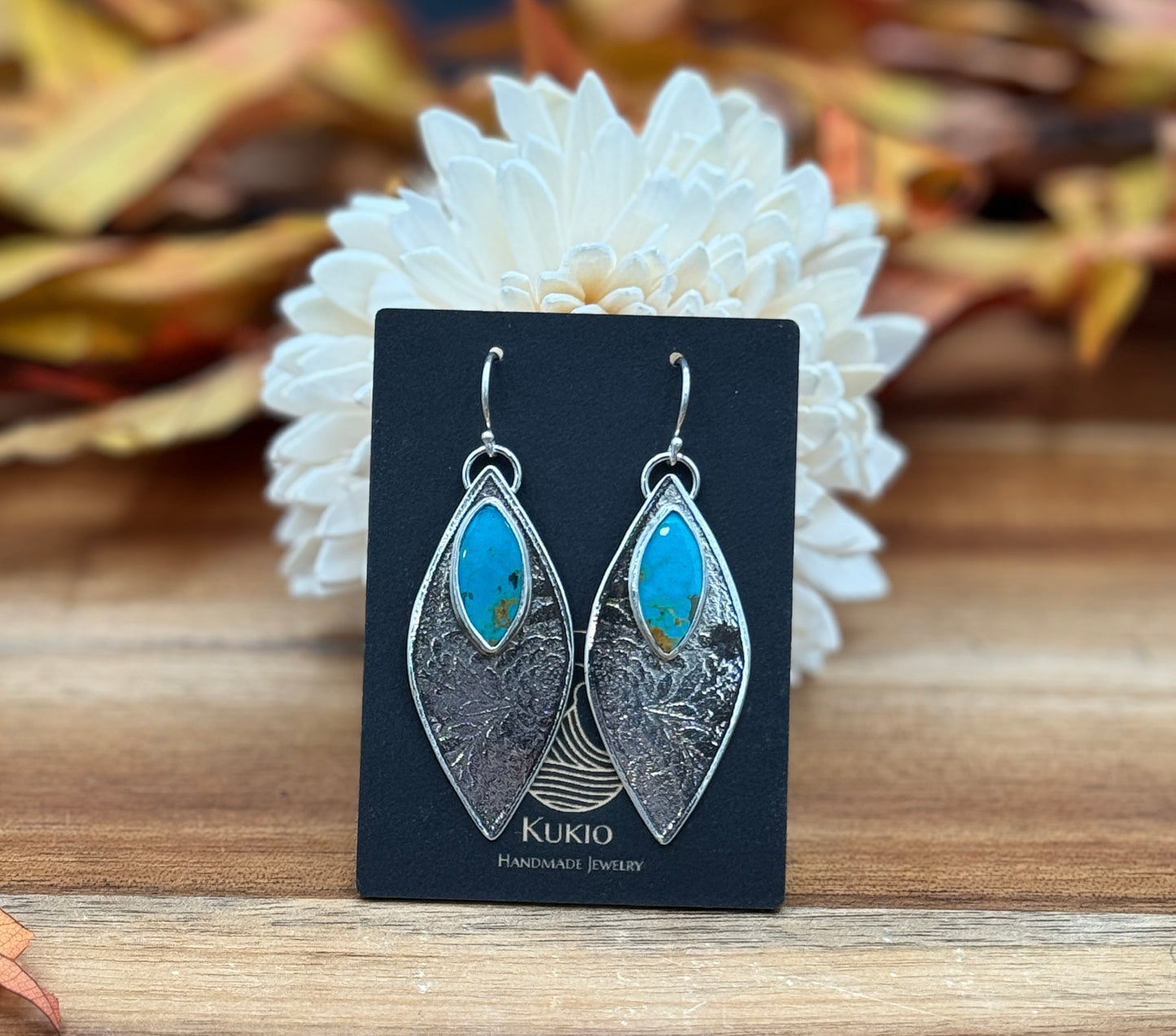 Sterling Silver Patterned Turquoise Earrings