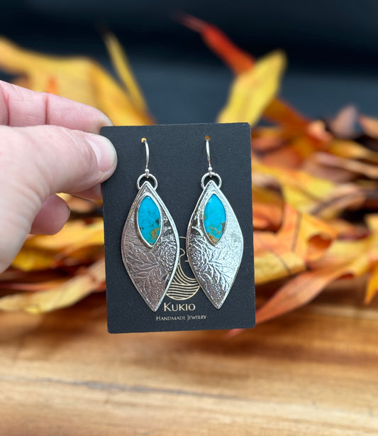 Sterling Silver Patterned Turquoise Earrings