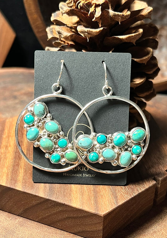 Sterling Silver Turquoise Hoop Earrings