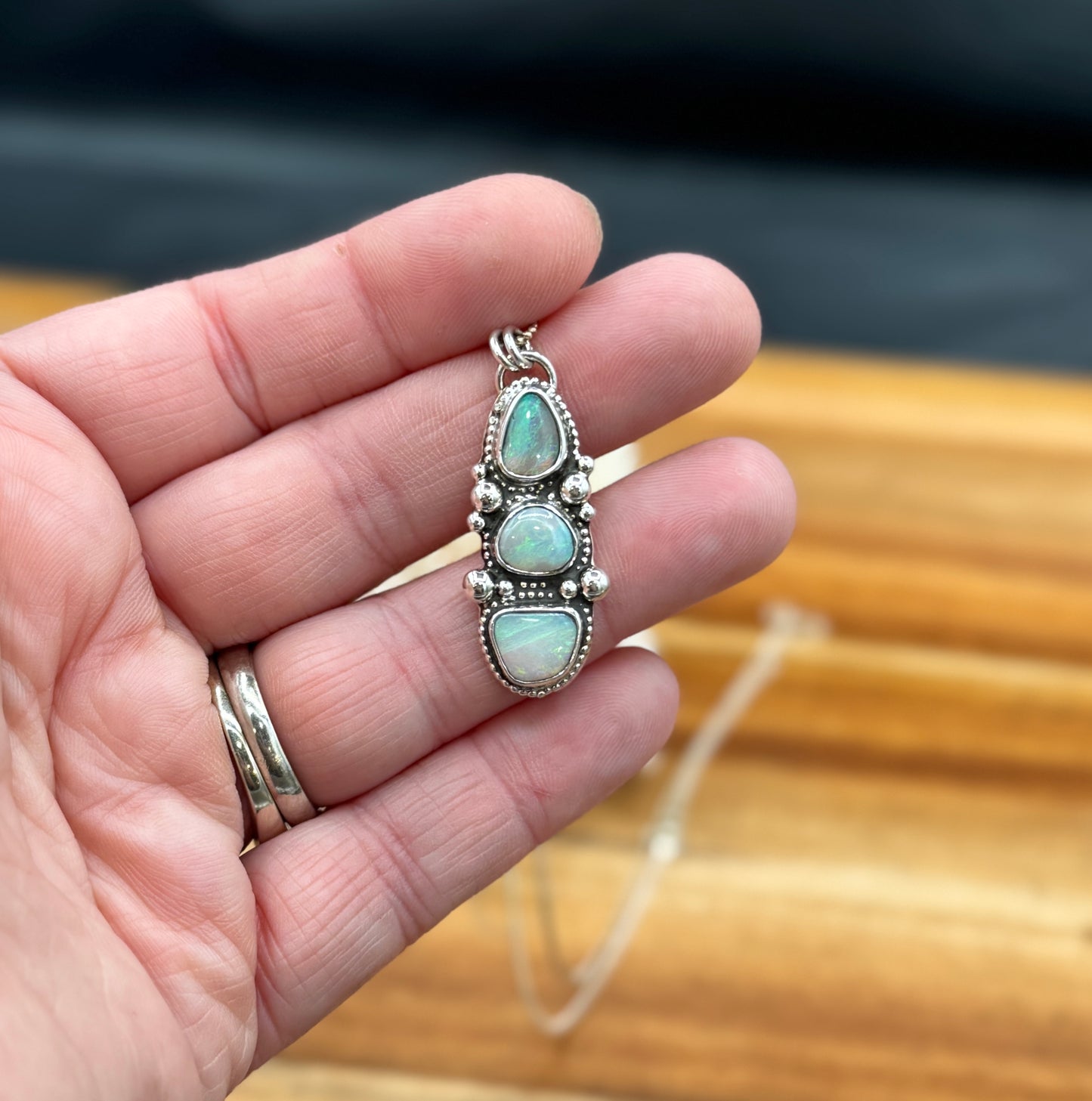 Triple Australian Opal Pendant
