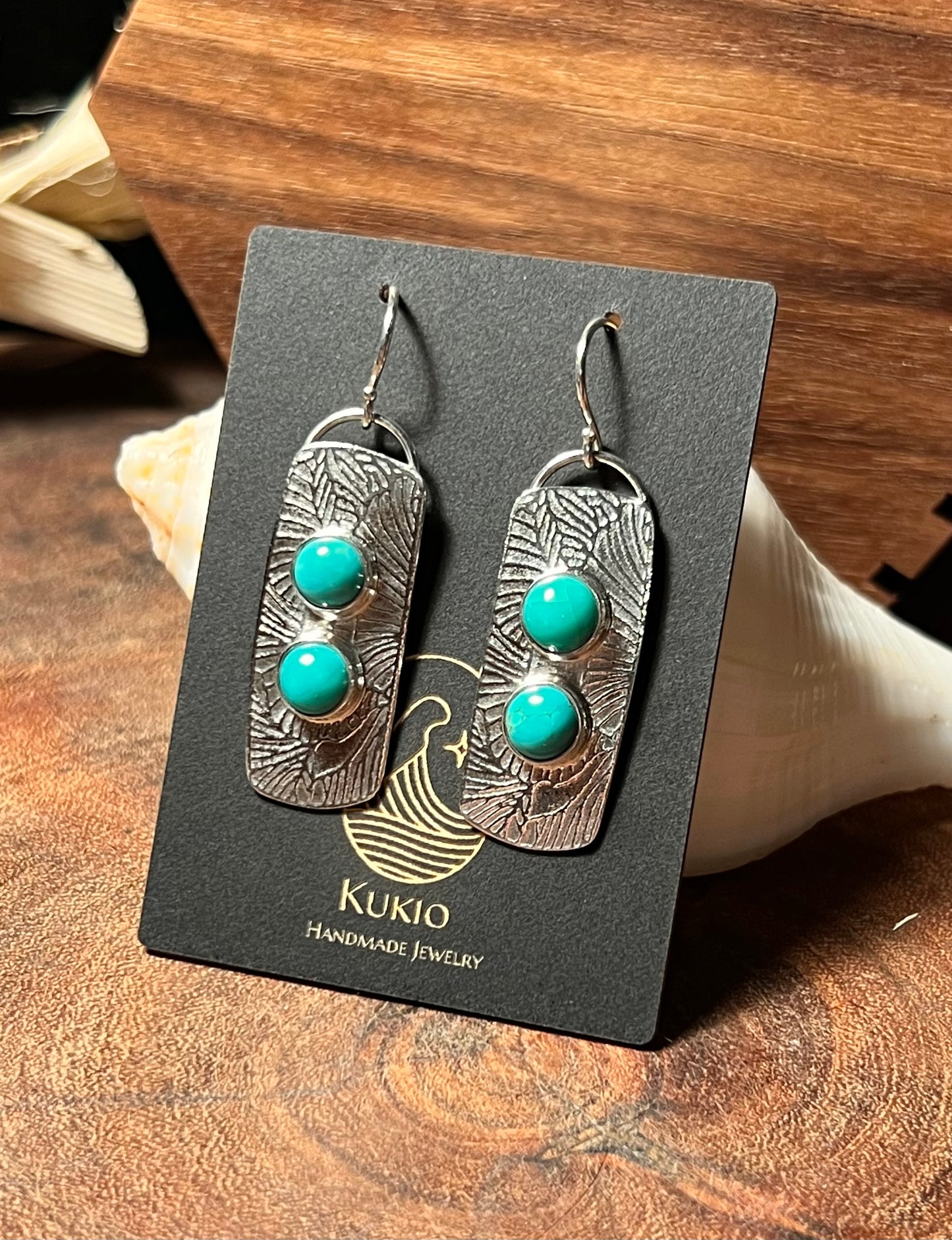 Lone Mountain Turquoise Sterling Silver Patterned Earrings