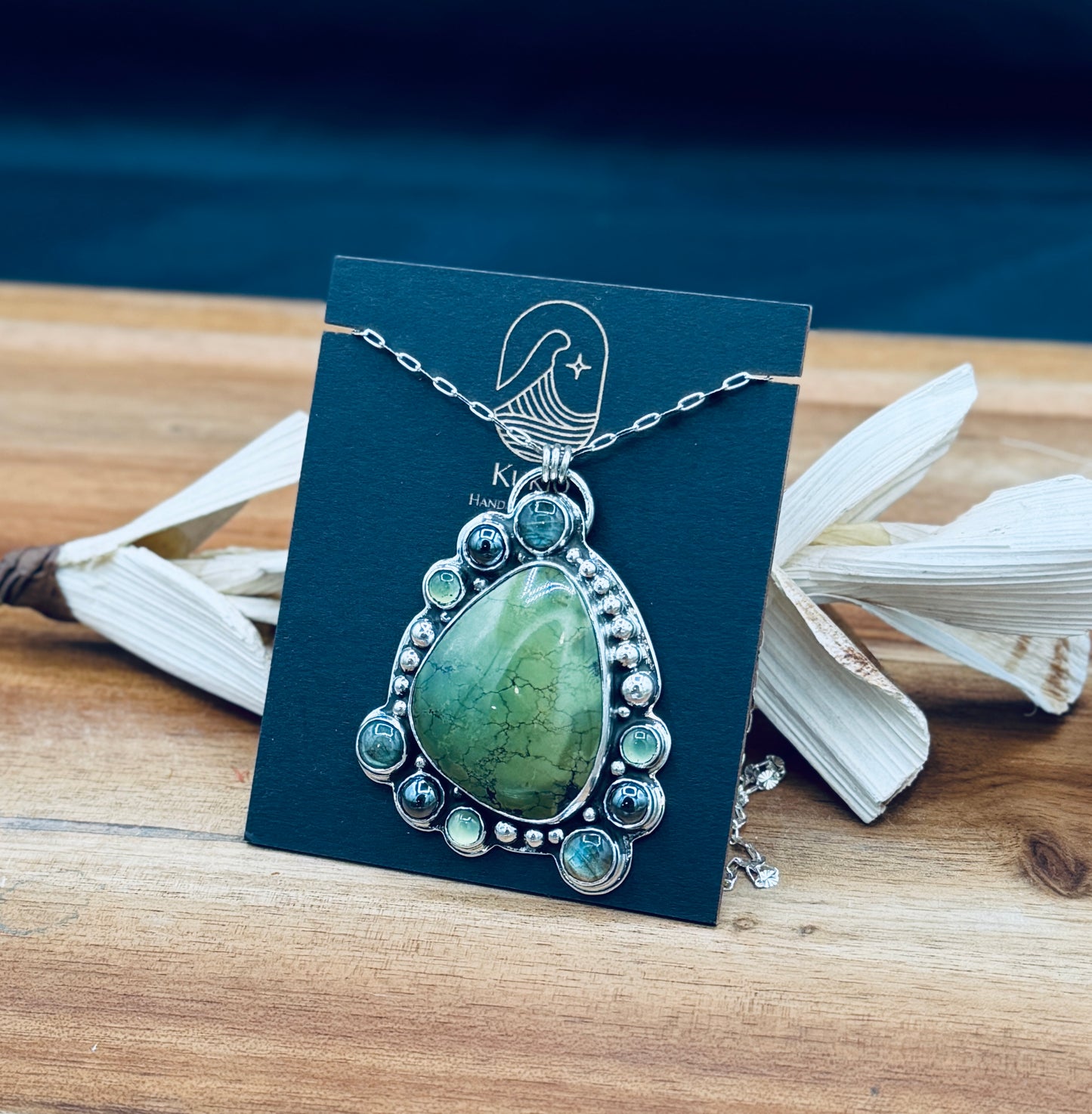 Hubei Turquoise with Hematite, Labradorite and Serpentine