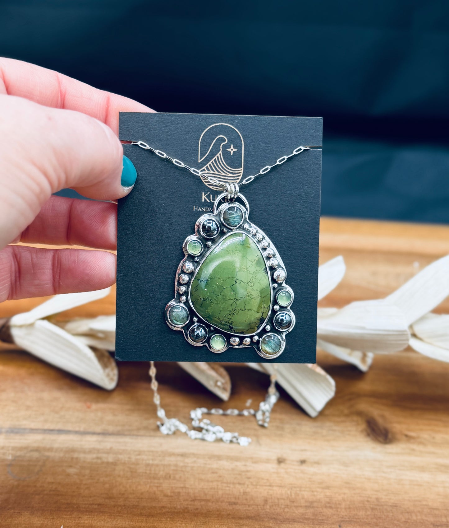 Hubei Turquoise with Hematite, Labradorite and Serpentine