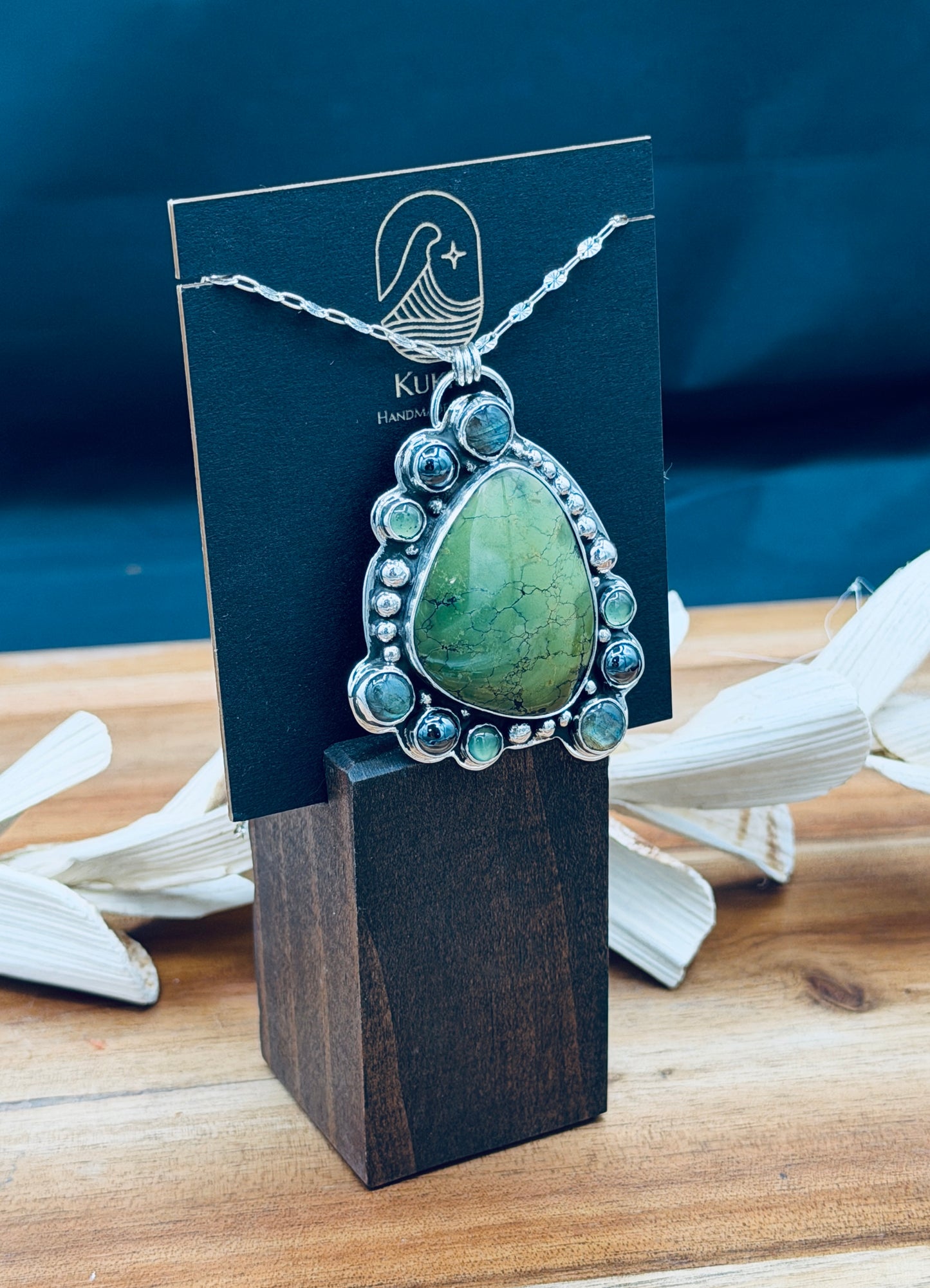 Hubei Turquoise with Hematite, Labradorite and Serpentine