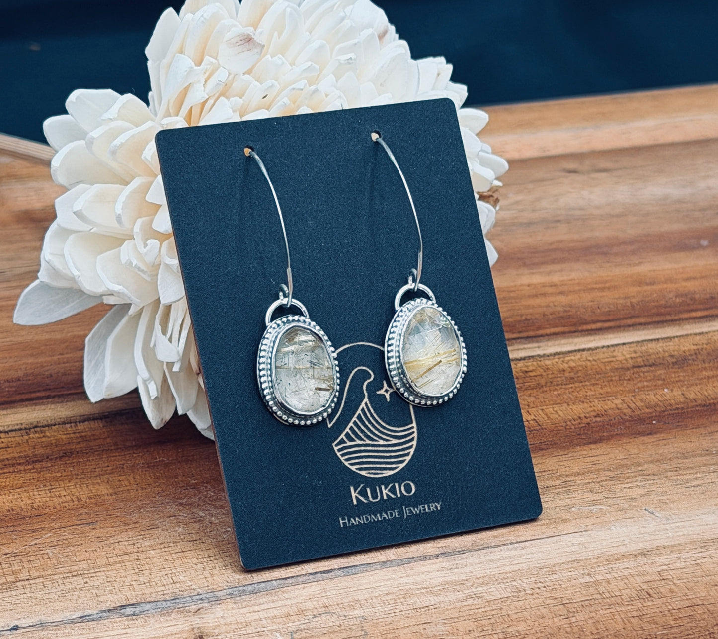 Sterling Silver Golden Rutile Quartz Earrings