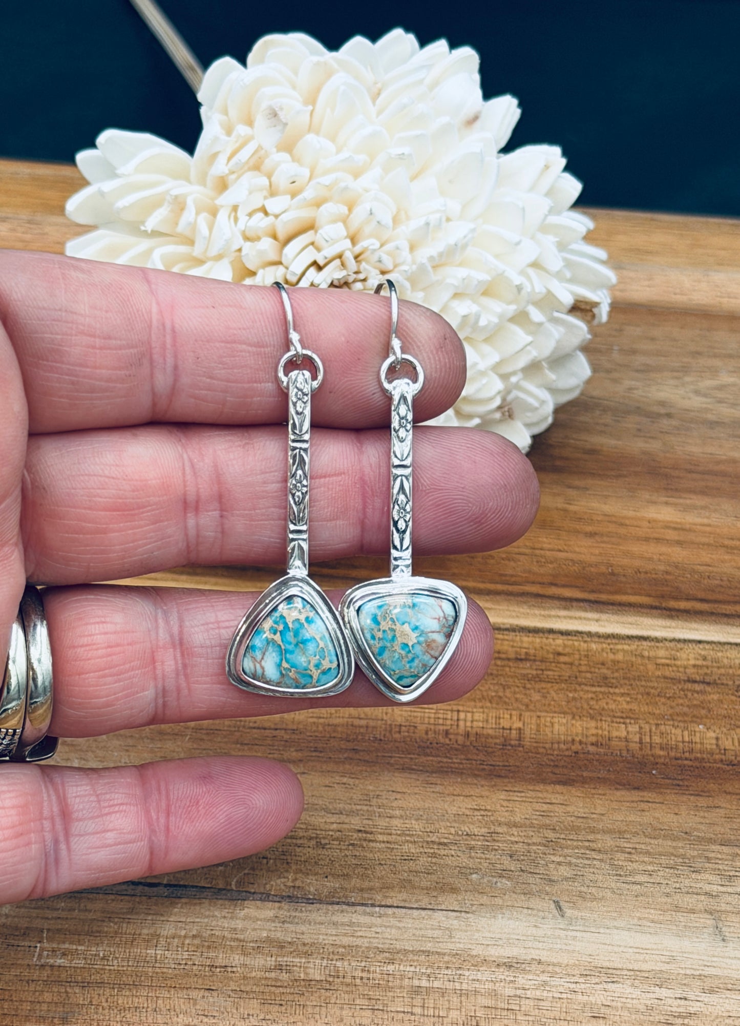 Blue Sea Sediment Jasper Earrings