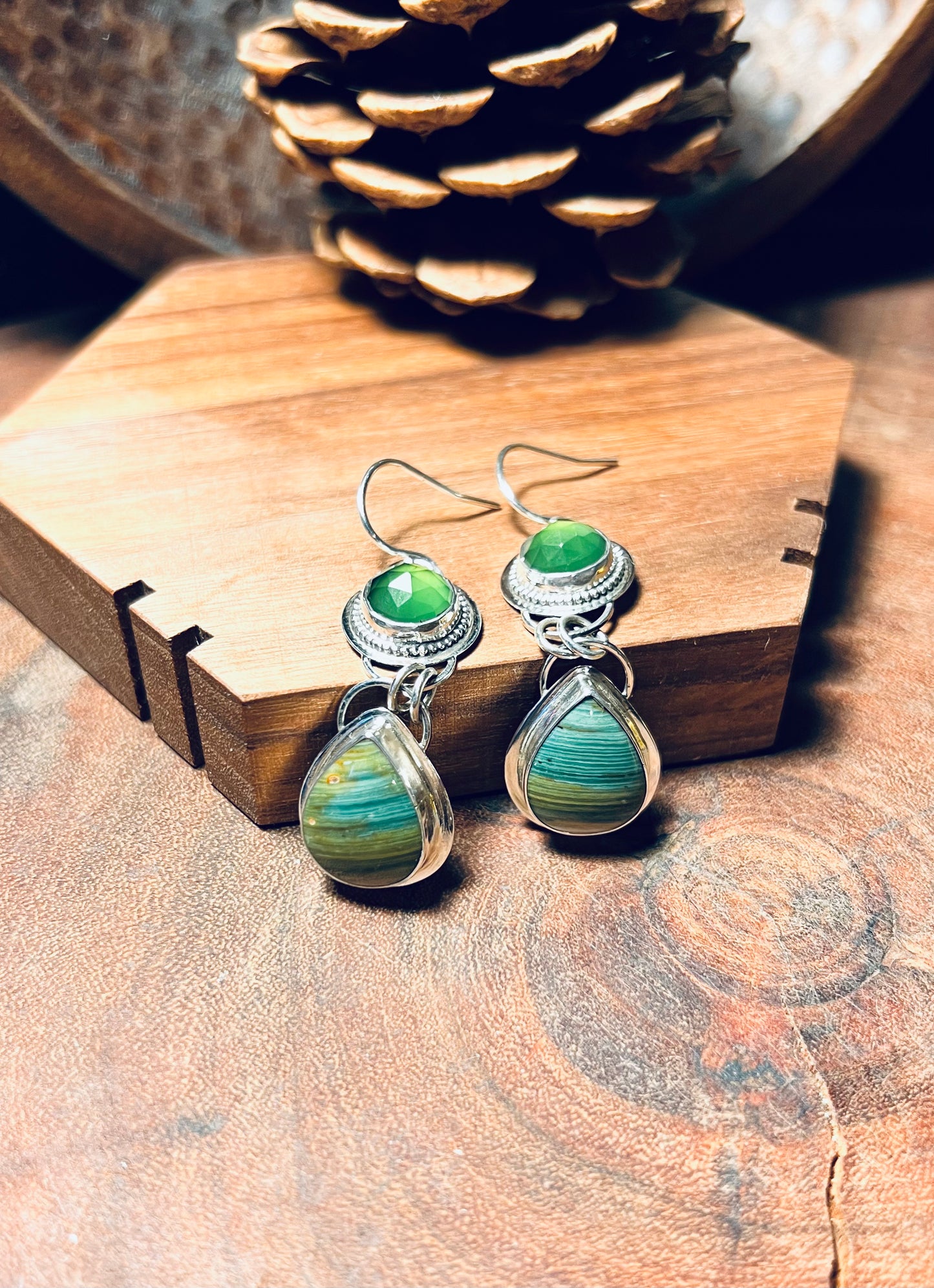 Gary Green and Vesuvianite Sterling Silver Earrings