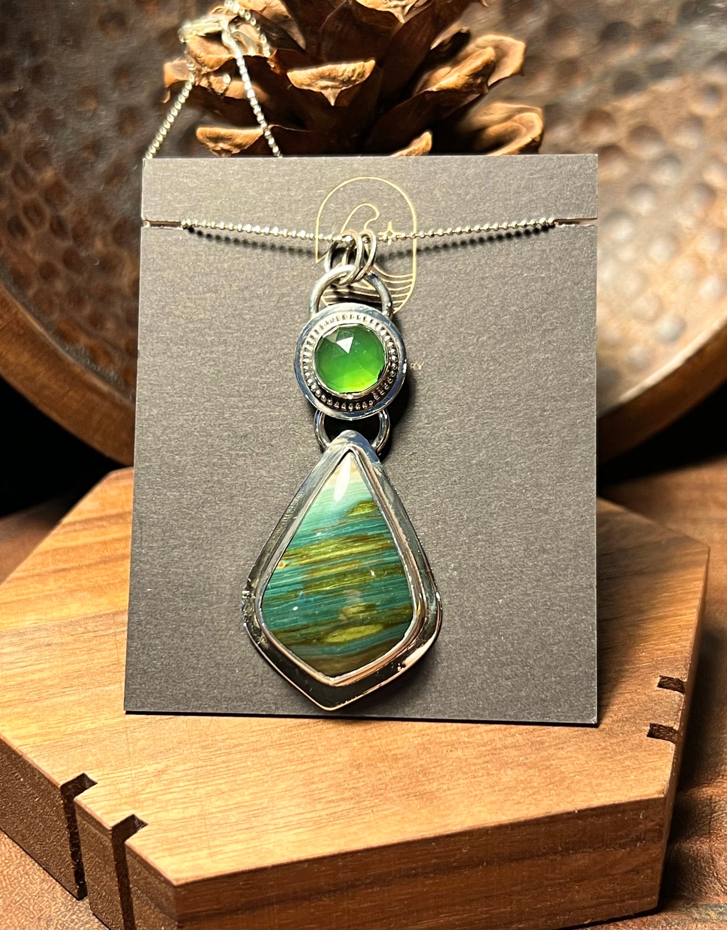 Sterling Silver Gary Green Jasper and Vesuvianite Pendant