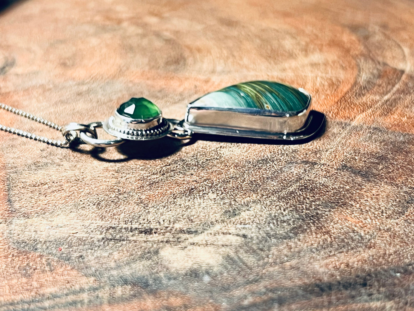 Sterling Silver Gary Green Jasper and Vesuvianite Pendant