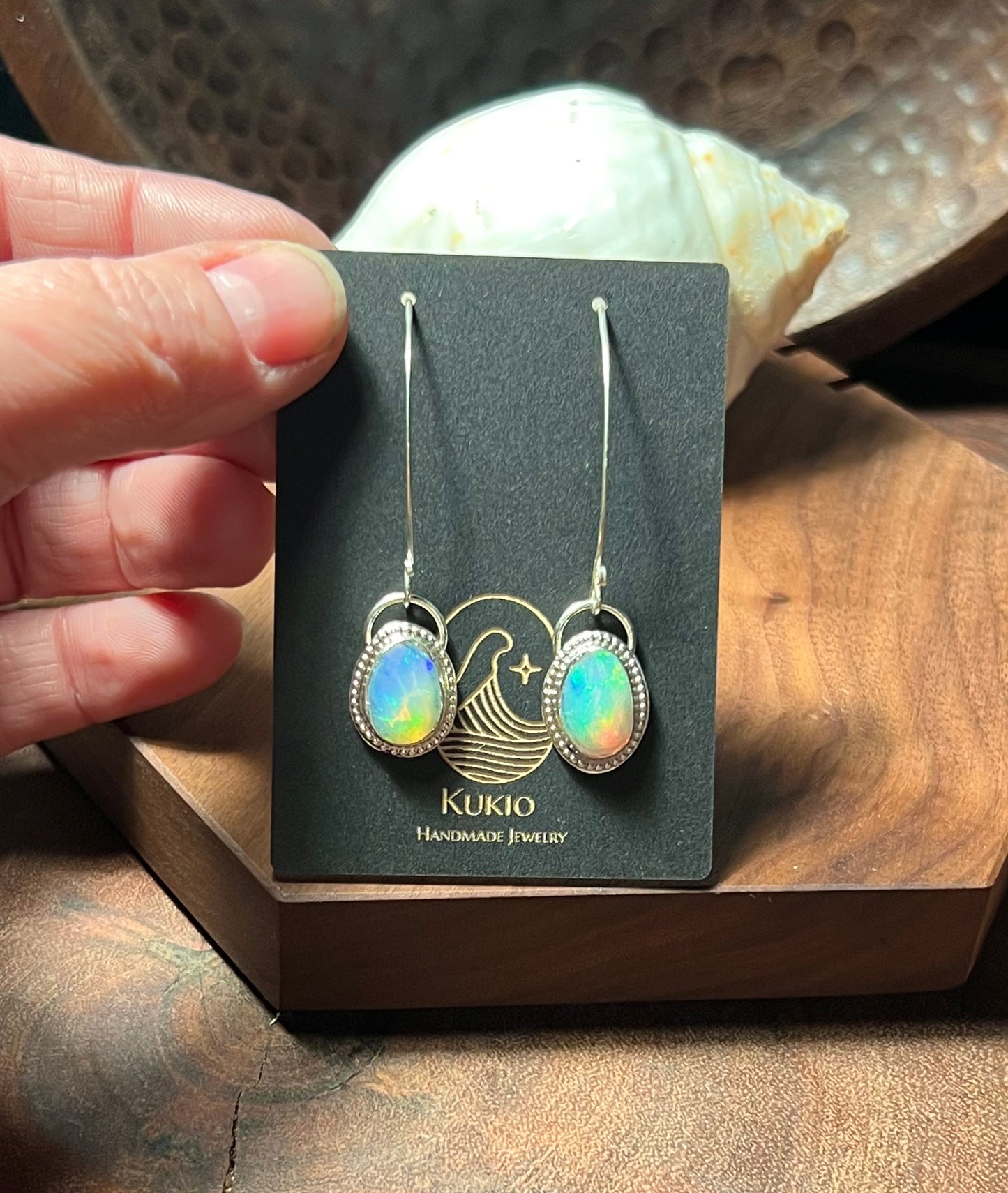 Sterling Silver Opal Dangle Earrings