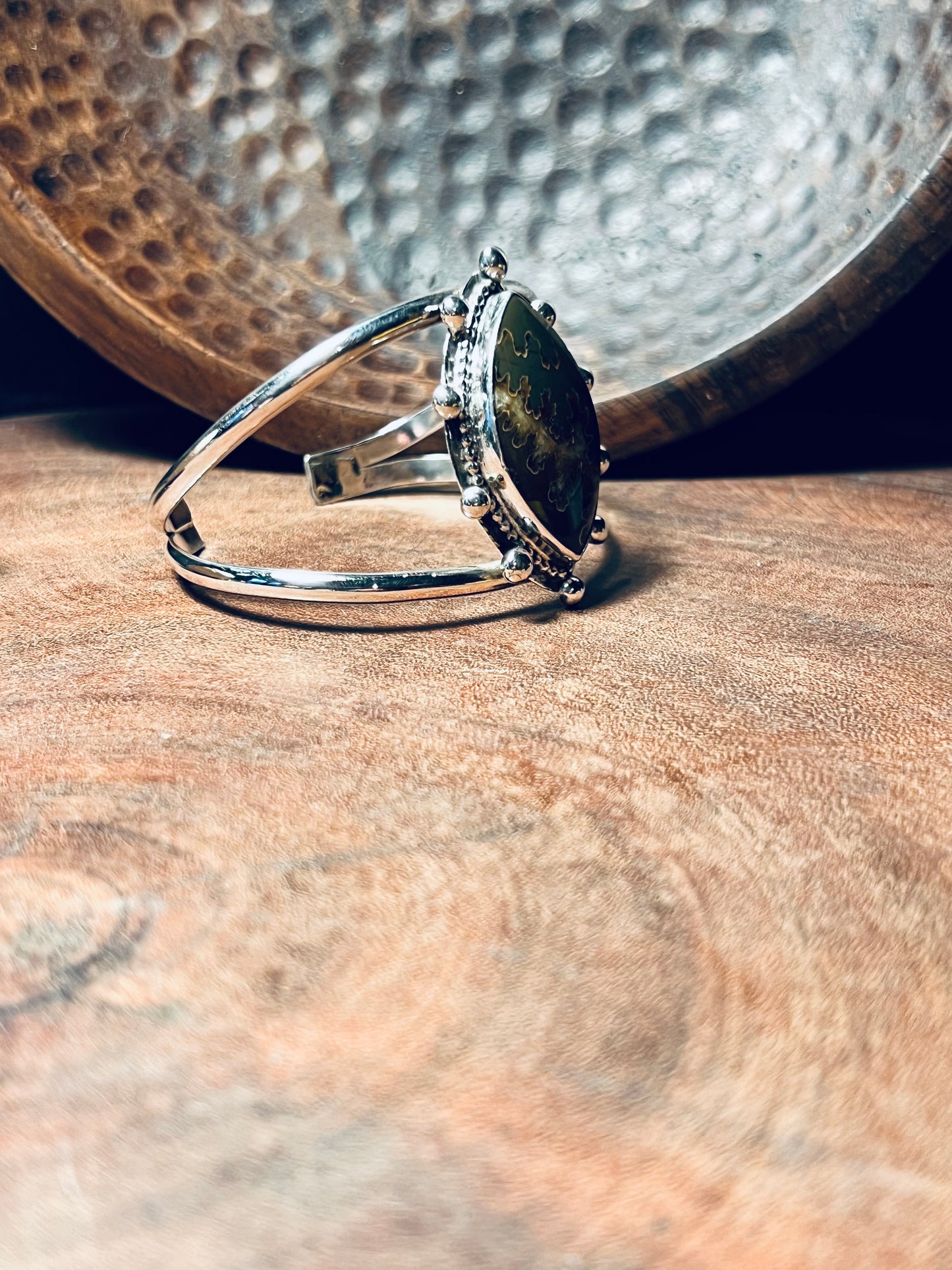 Sterling Silver Ammonite Statement Cuff