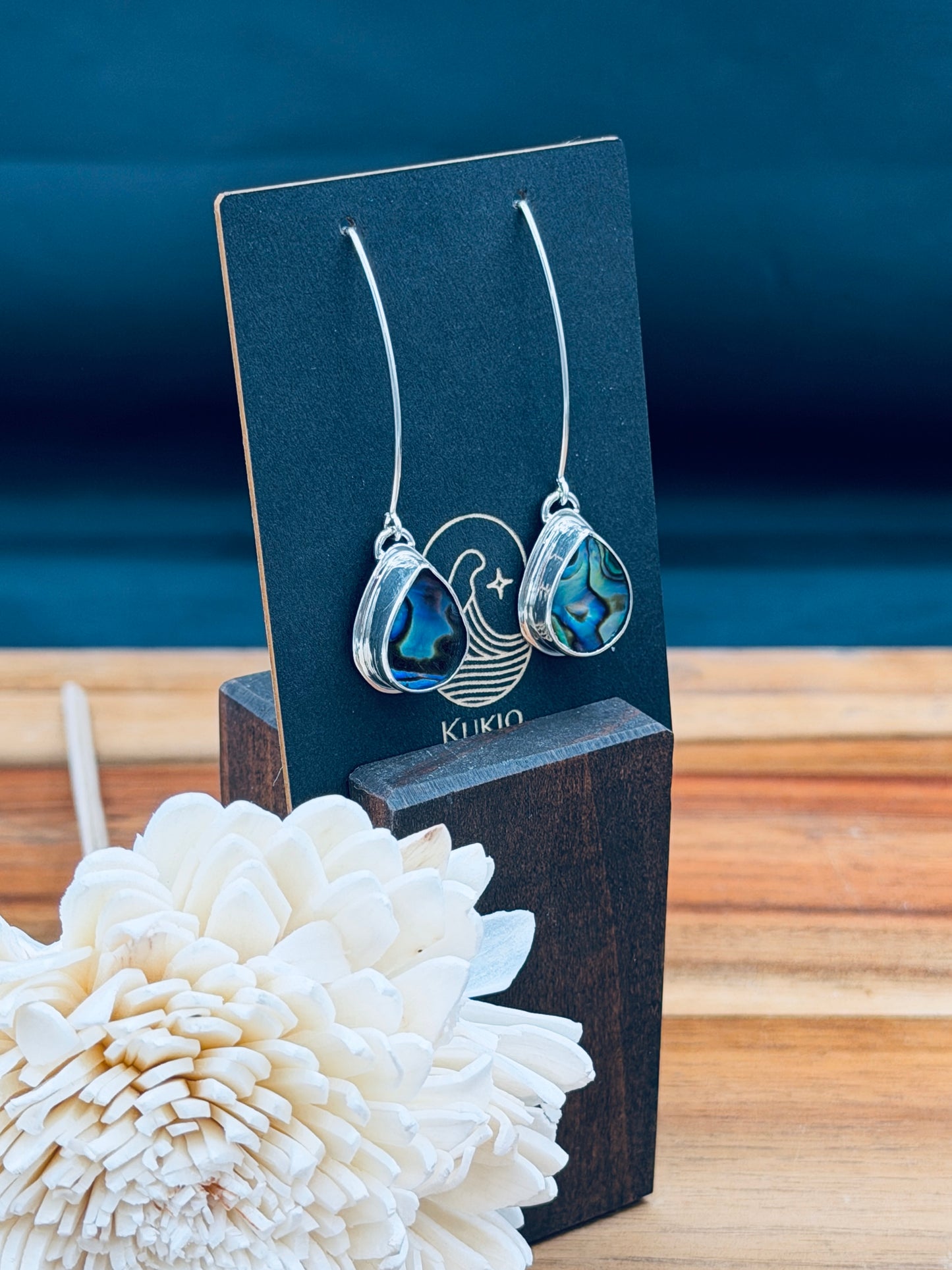 Sterling Silver Abalone Long  Earrings