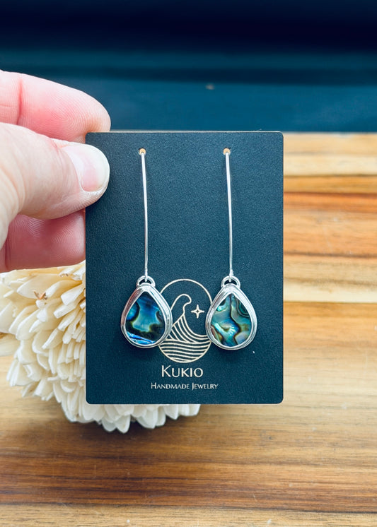 Sterling Silver Abalone Long  Earrings