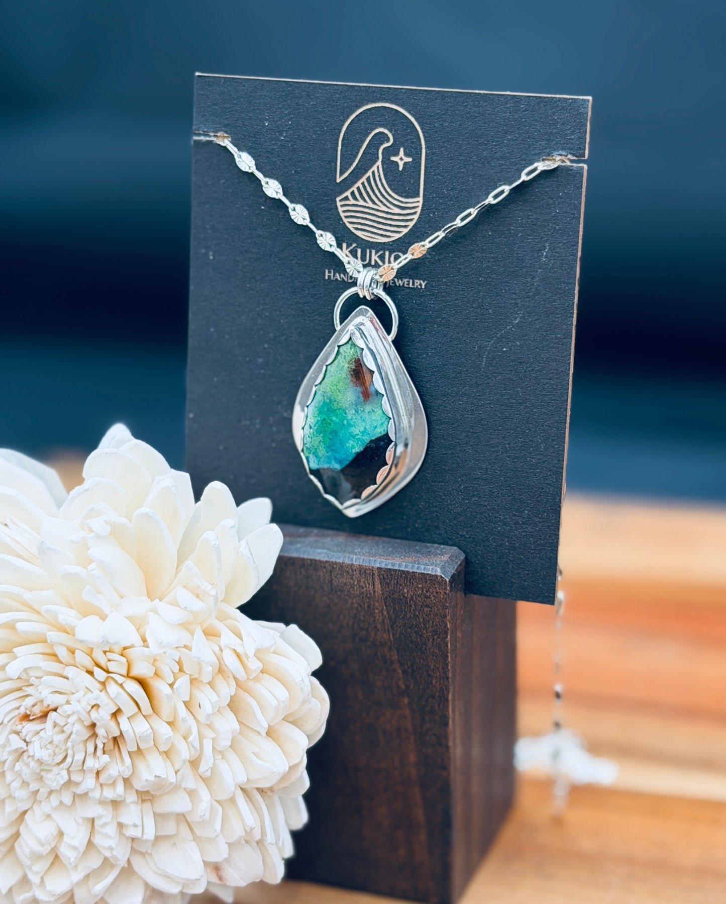 Sterling Silver Opalized Wood Pendant