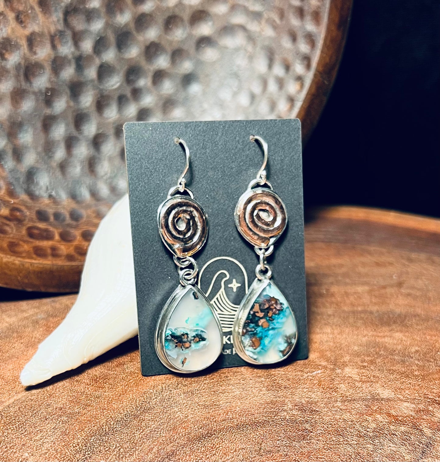 Sterling Silver Confetti Chrysocolla and Copper Earrings