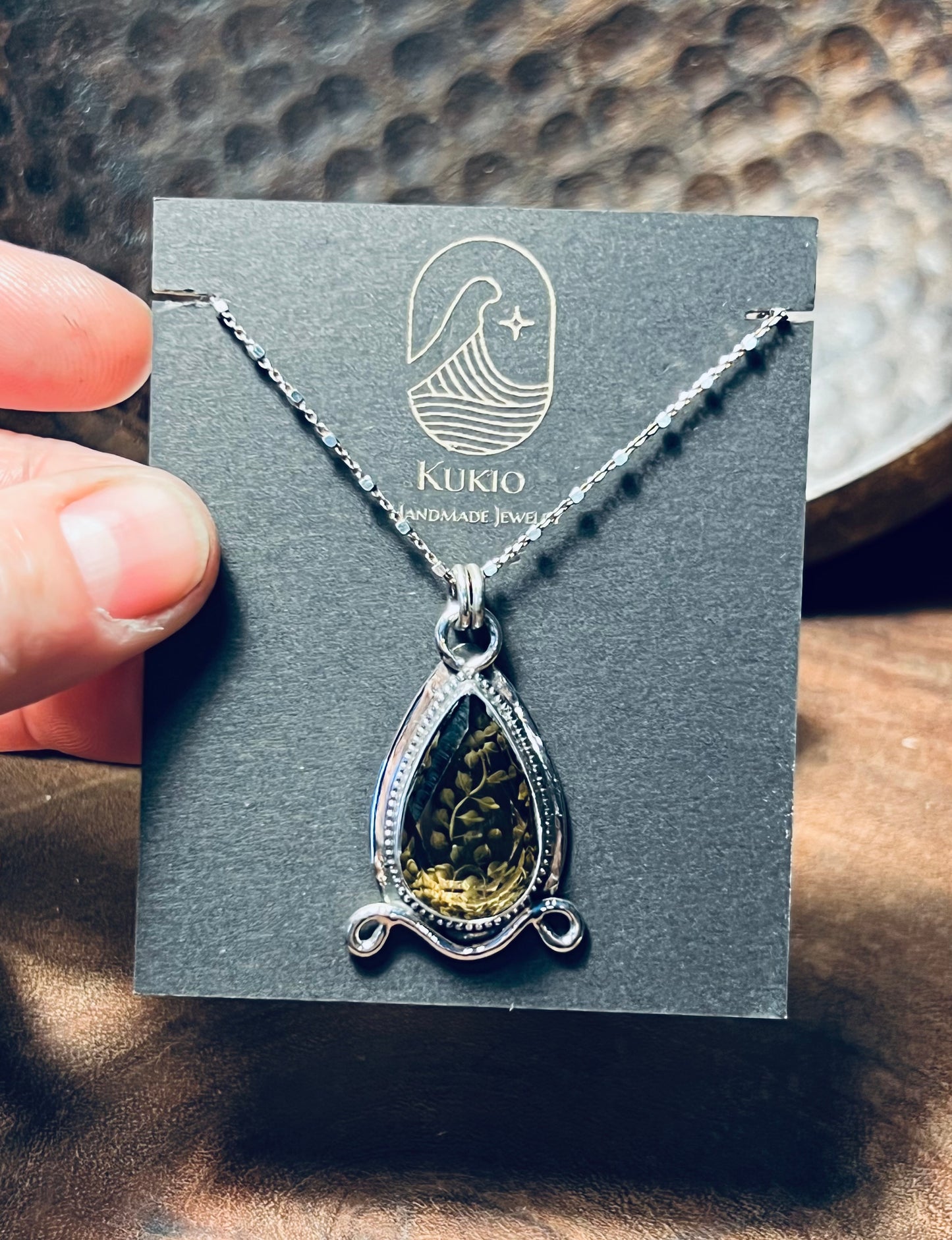 Etched Citrine Sterling Silver Pendant