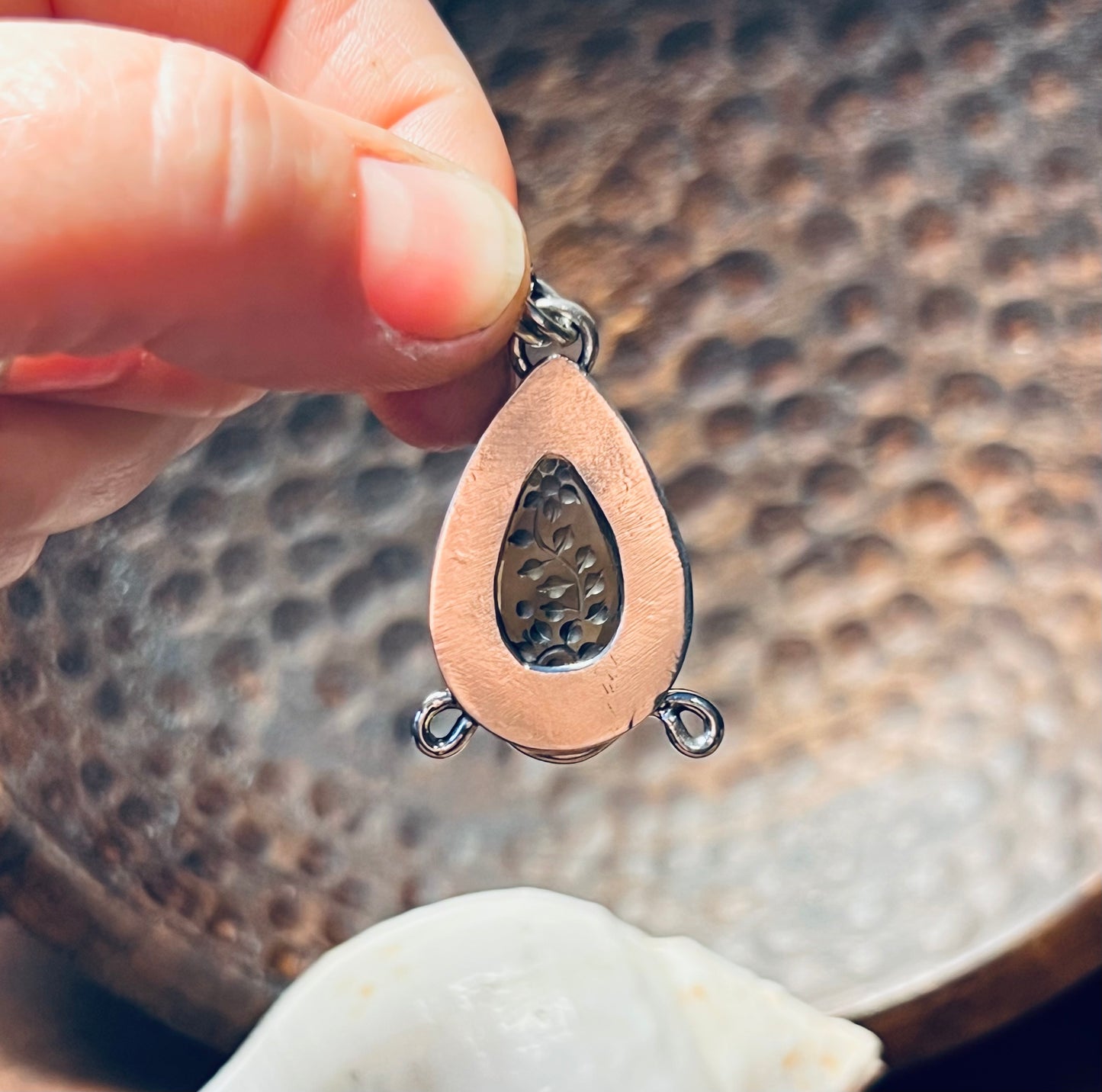 Etched Citrine Sterling Silver Pendant