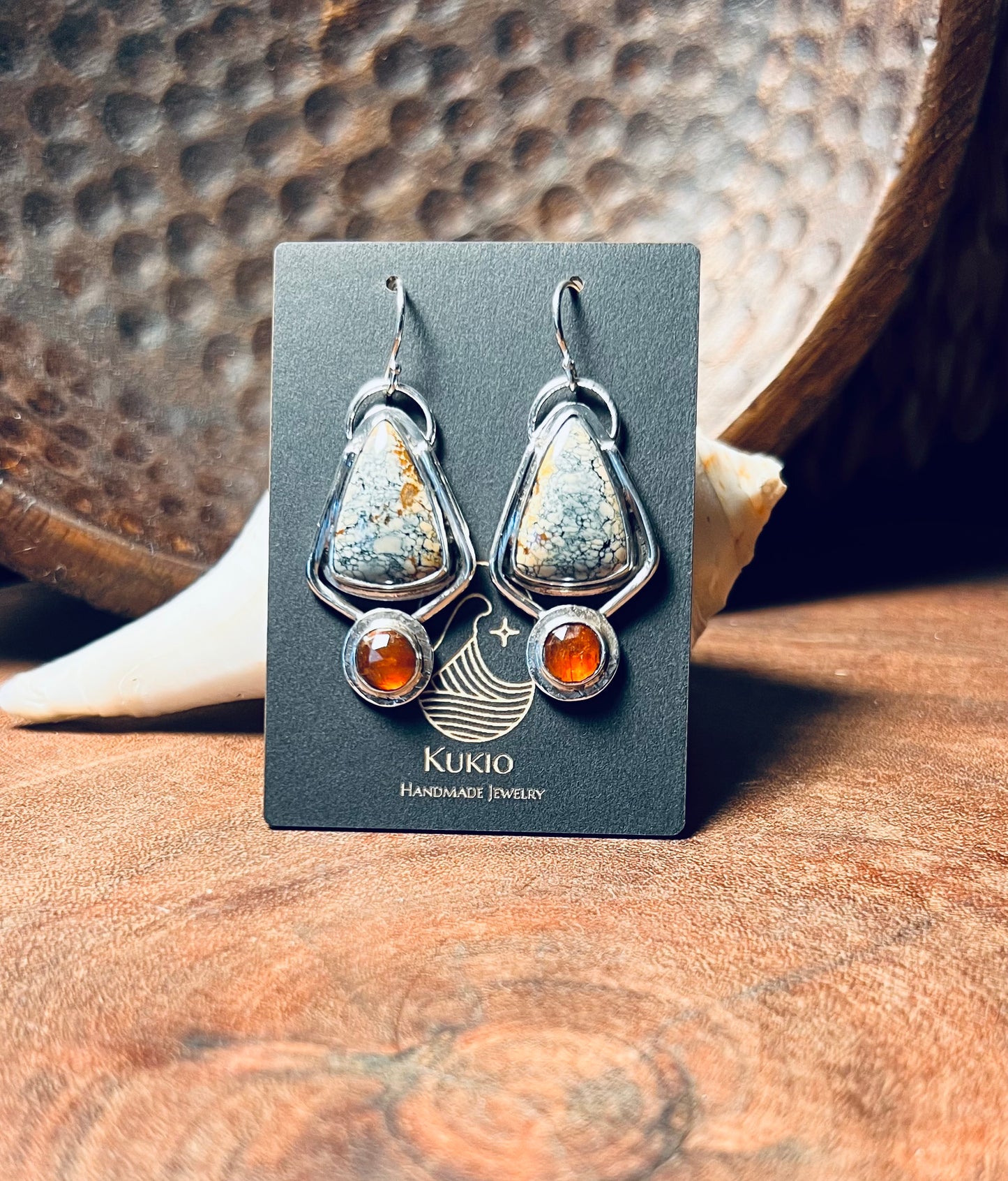 Ivory Creek Variscite and Orange Kyanite Earrings