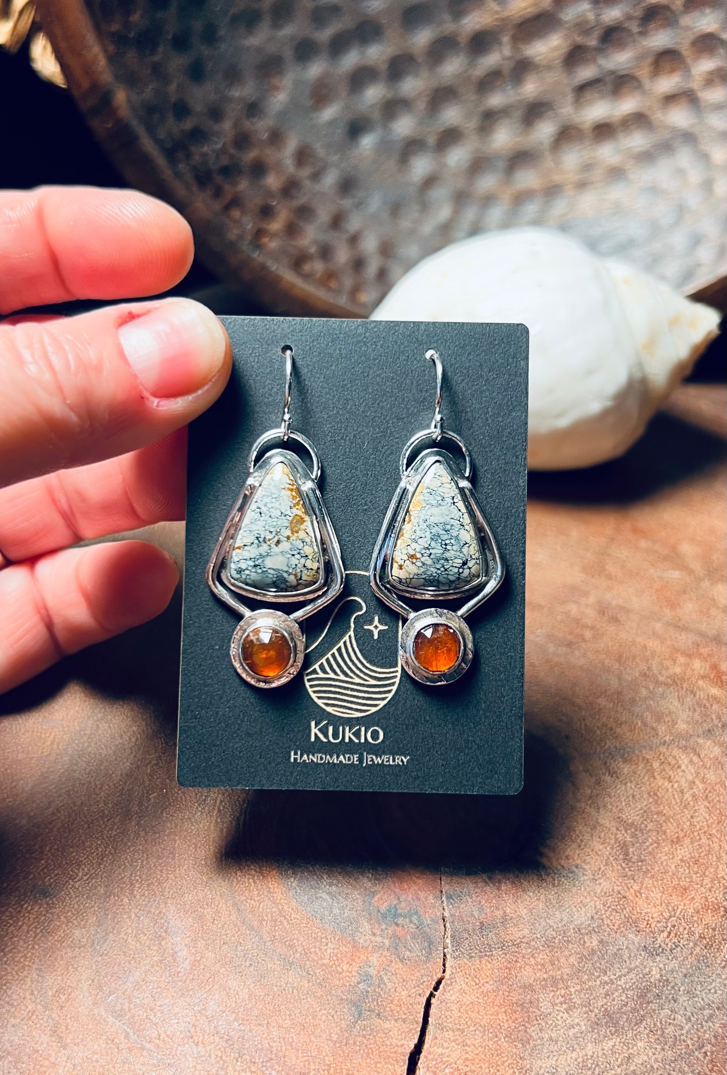 Ivory Creek Variscite and Orange Kyanite Earrings