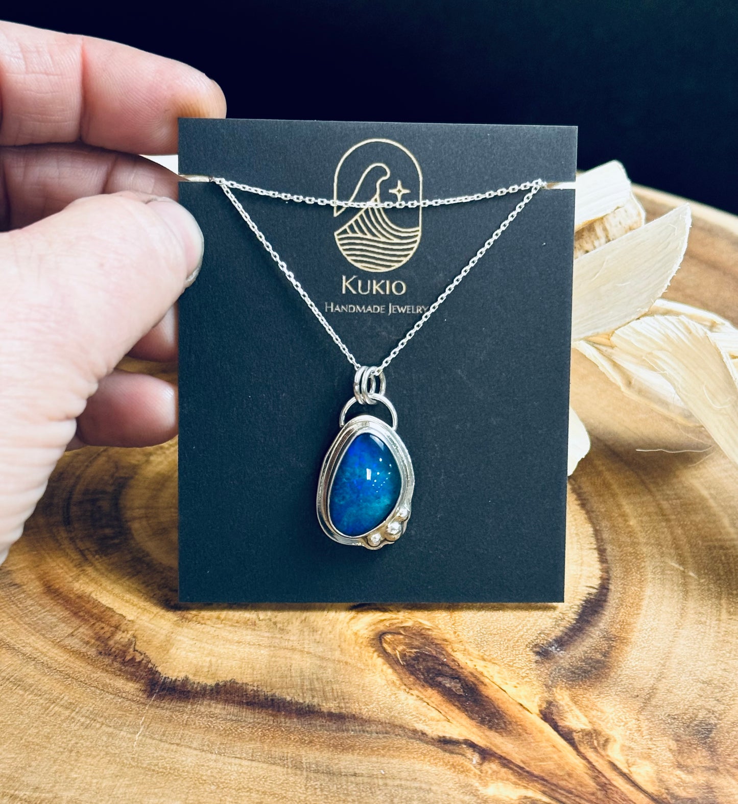 Sterling Silver Boulder Opal Doublet Pendant Necklace