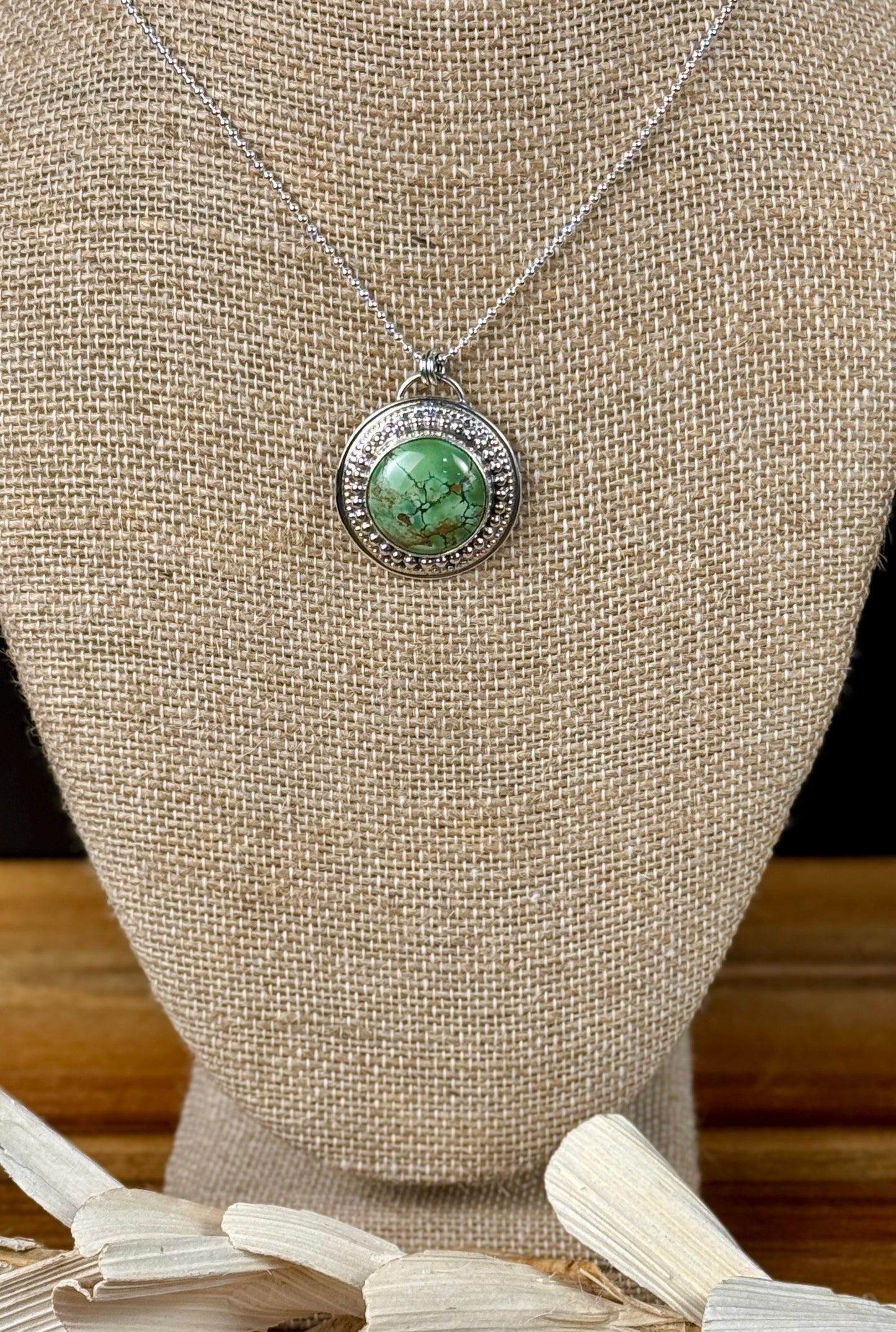 Sterling Silver Natural Amazon Green Turquoise Pendant