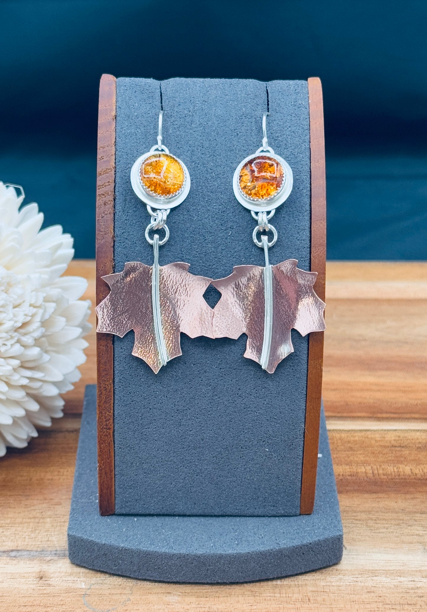 Fall Leaf Baltic Amber Earrings