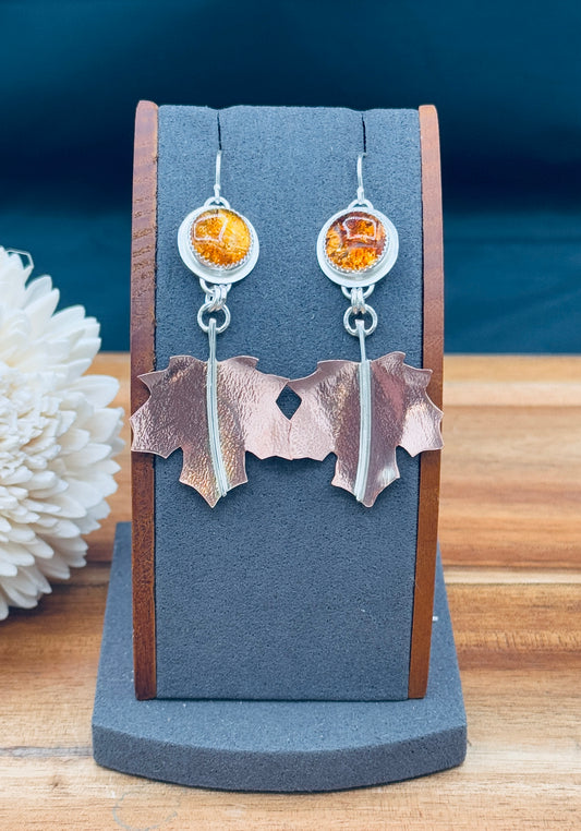 Fall Leaf Baltic Amber Earrings