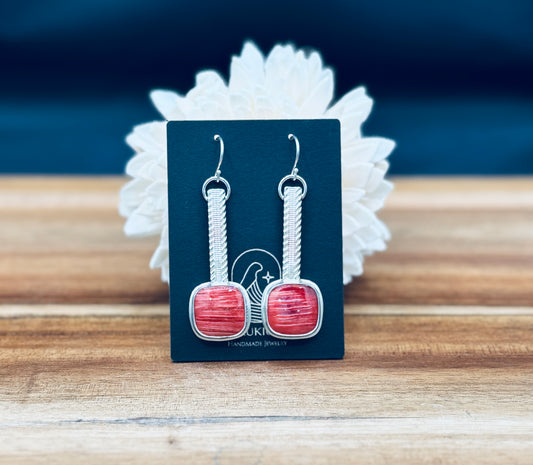 Red Spiny Oyster Shell Sterling Silver Earrings