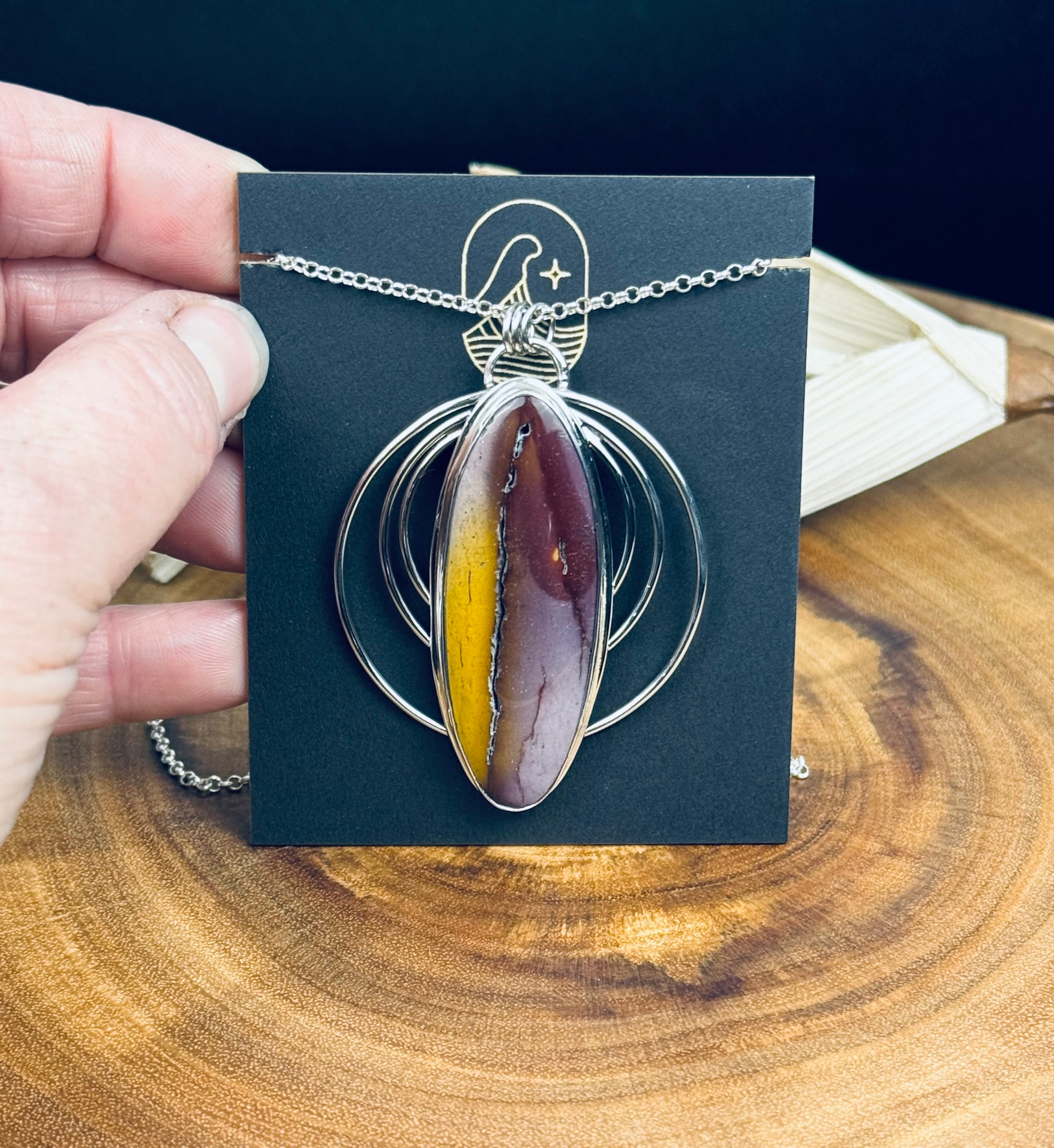 Mookaite Jasper Amethyst Gemstone 925 silver extra long owl pendant purchases necklace