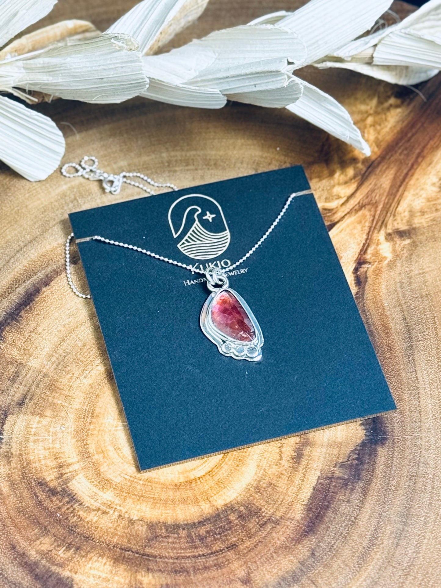 Sterling Silver Rose Cut Tourmaline Pendant Necklace