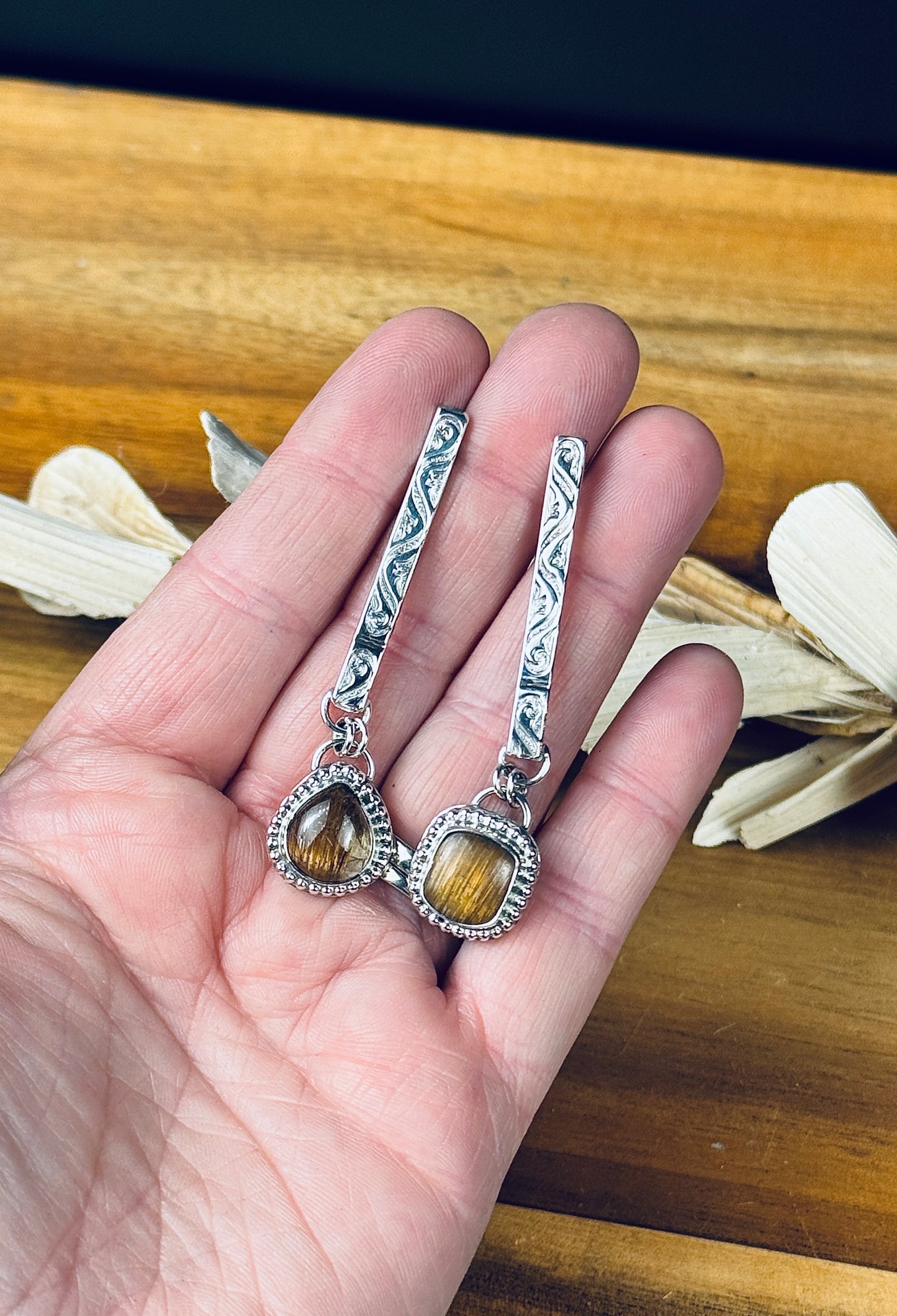 Copper Rutile Quartz Sterling Silver Earrings