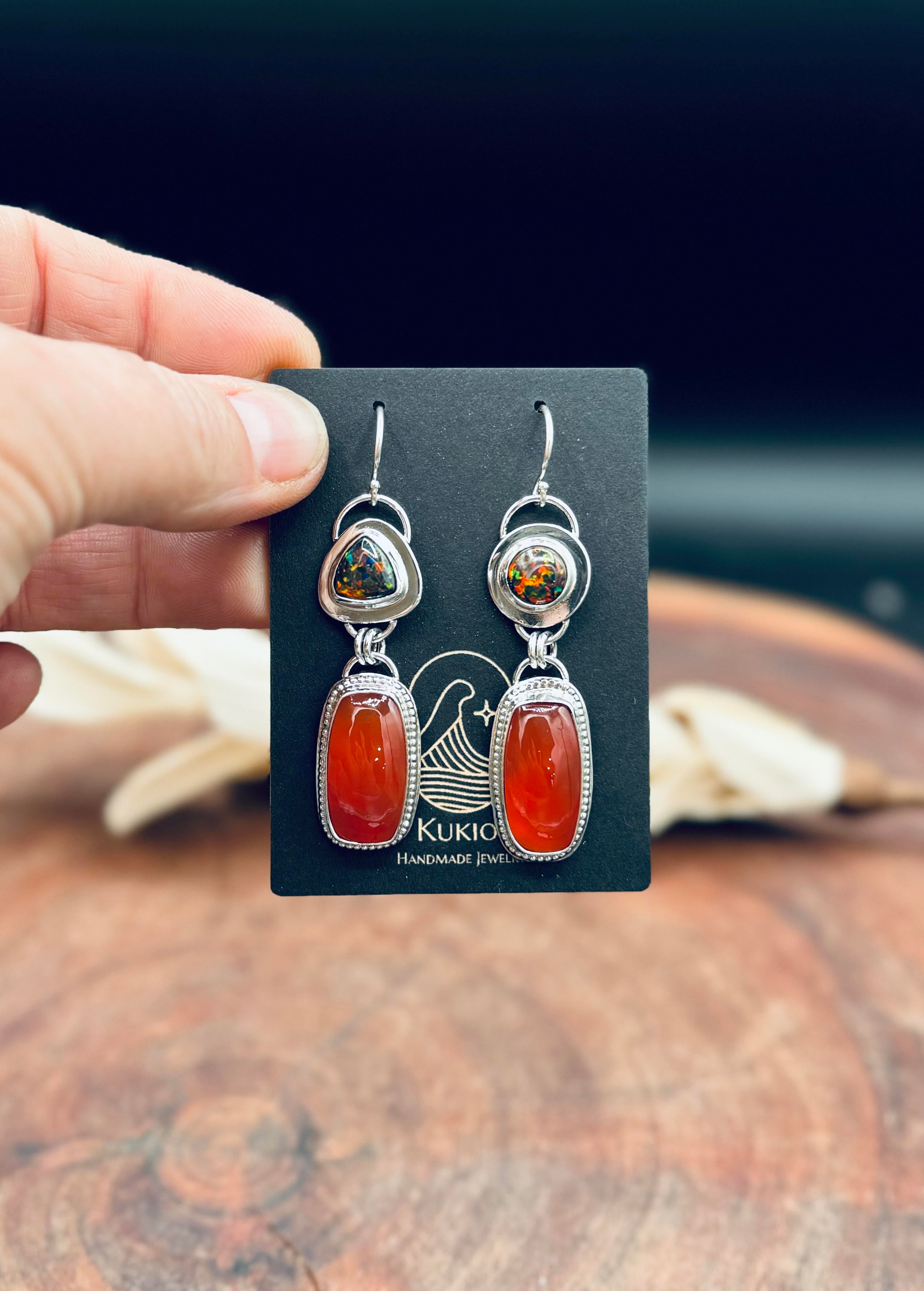 High Grade Natural Carnelian Sterling Silver shops Earrings