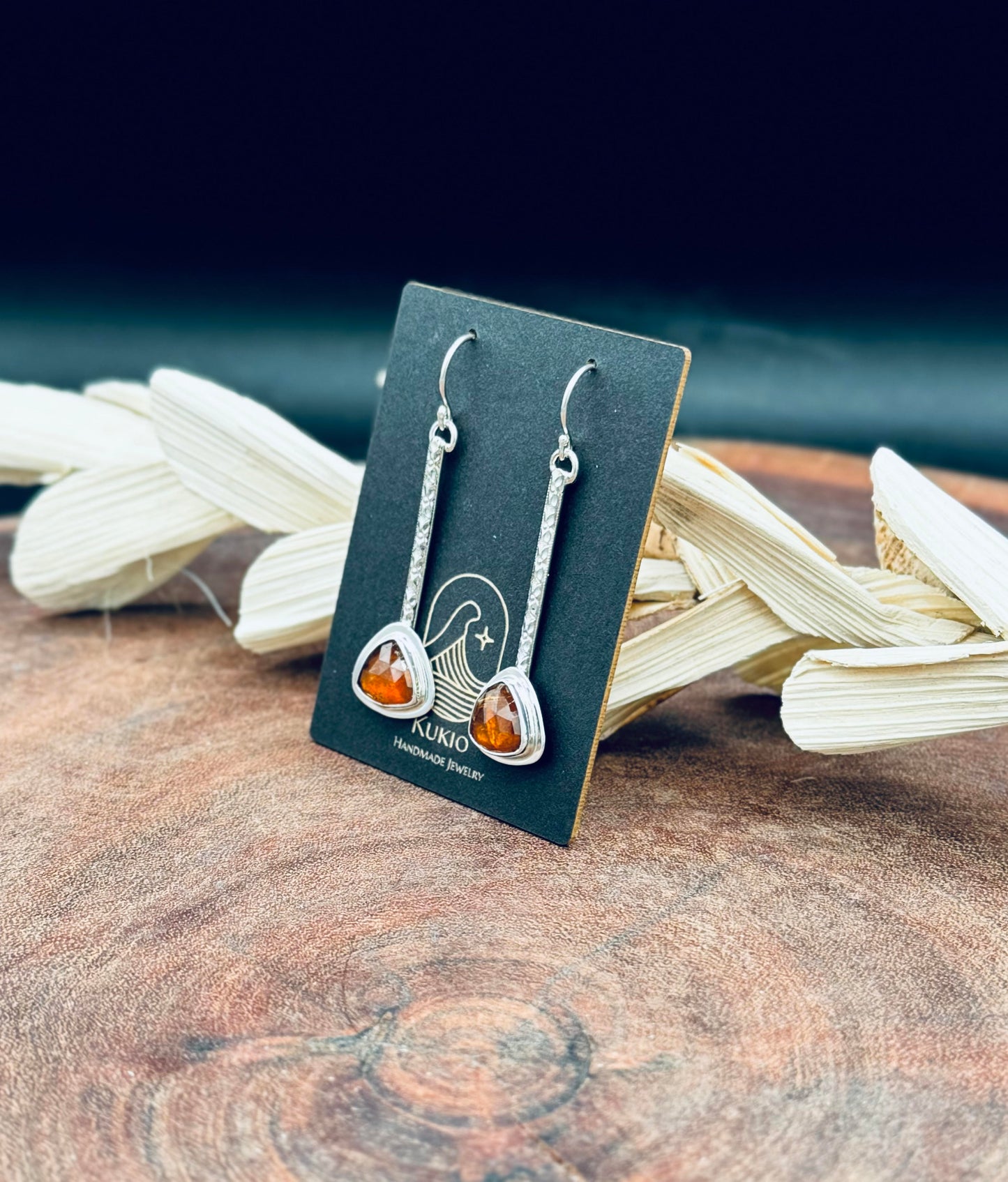 Orange Kyanite Sterling Silver Dangle Earrings