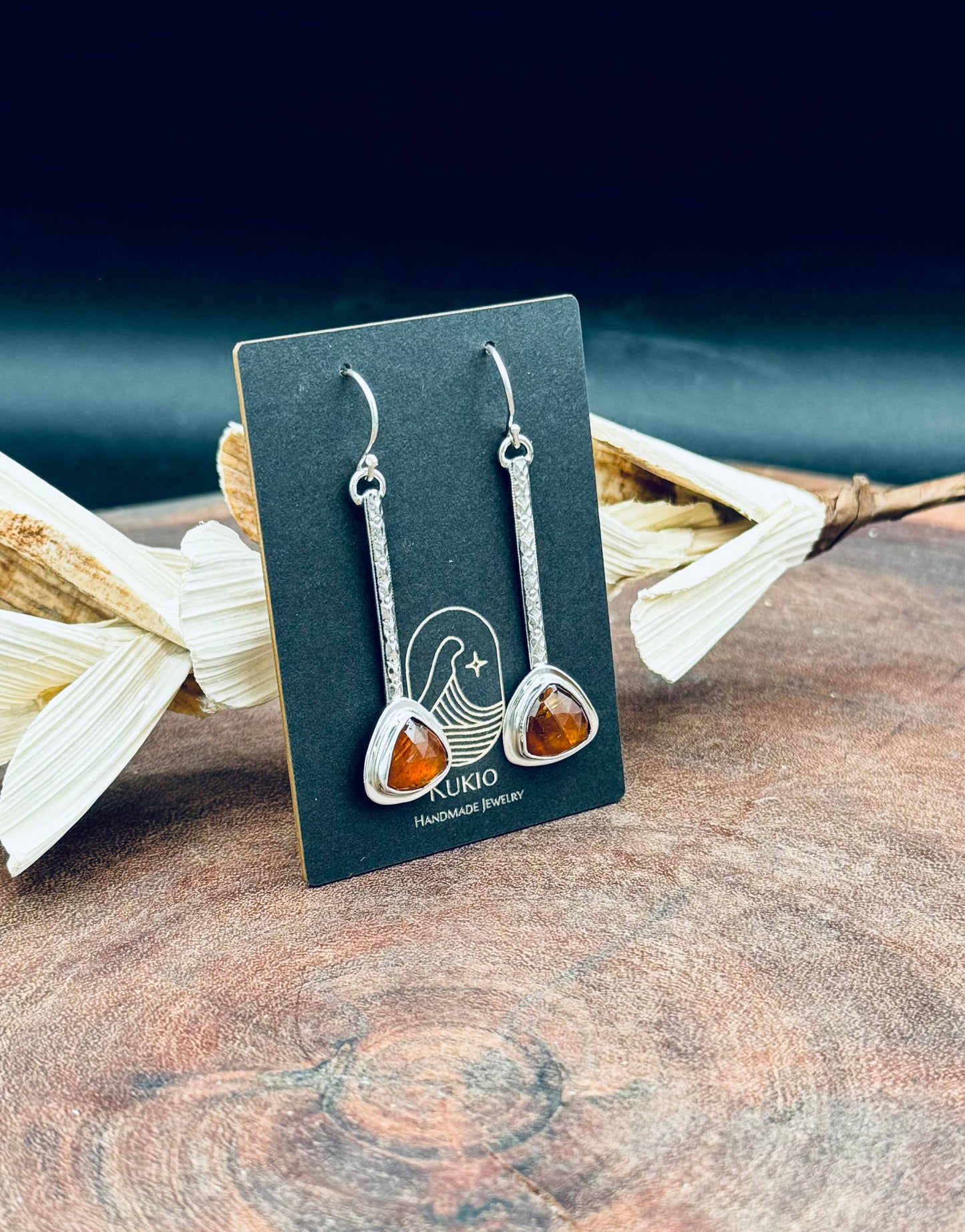 Orange Kyanite Sterling Silver Dangle Earrings