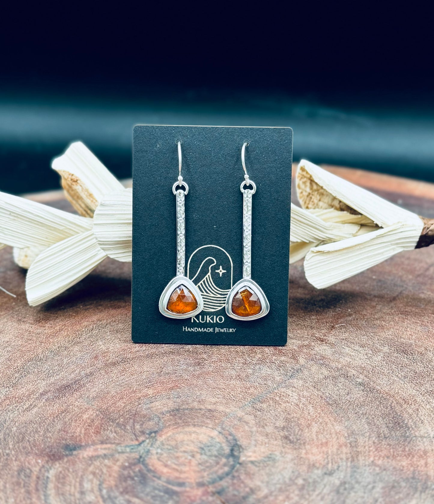 Orange Kyanite Sterling Silver Dangle Earrings