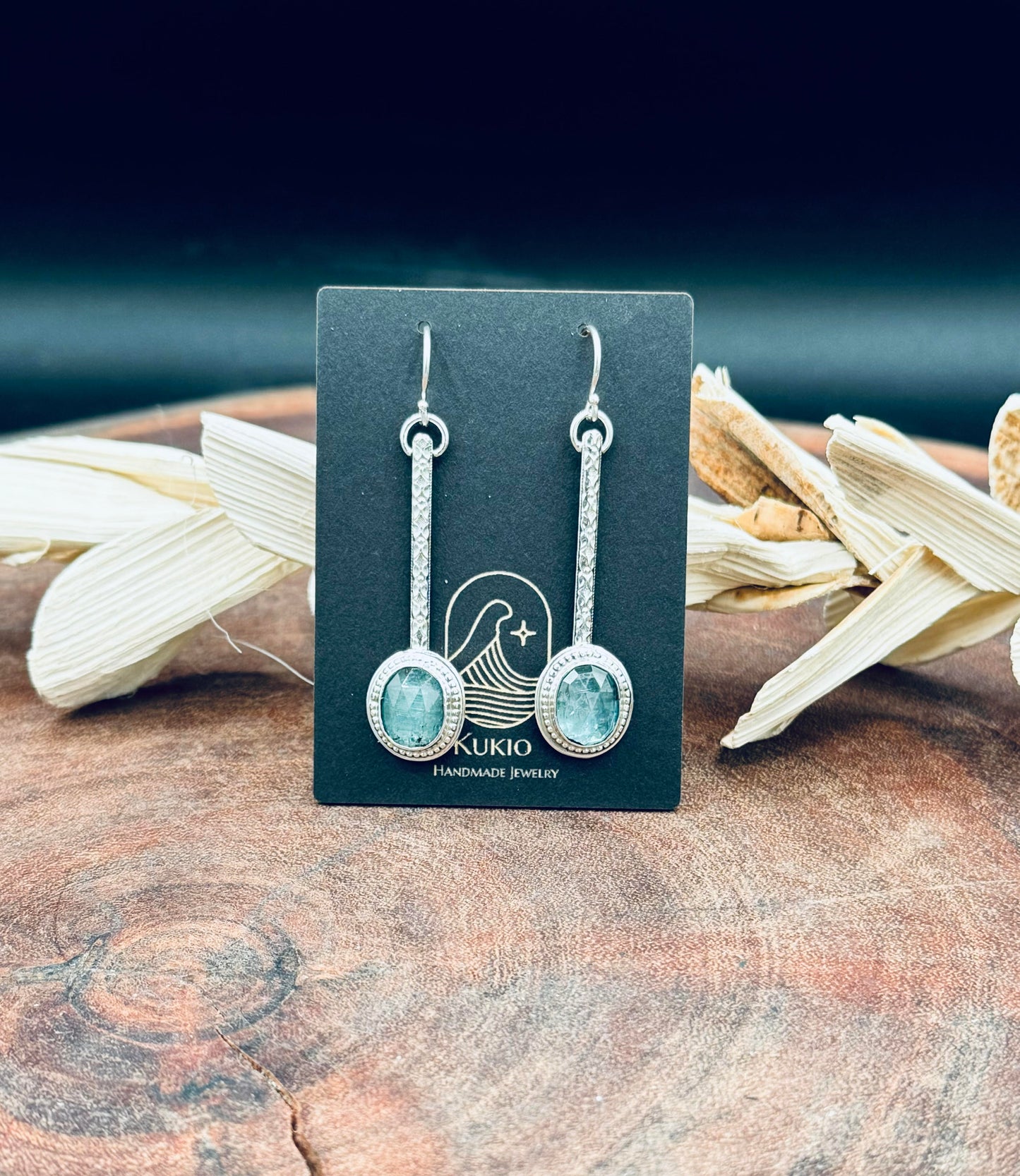 Aqua Kyanite Sterling Silver Dangle Earrings