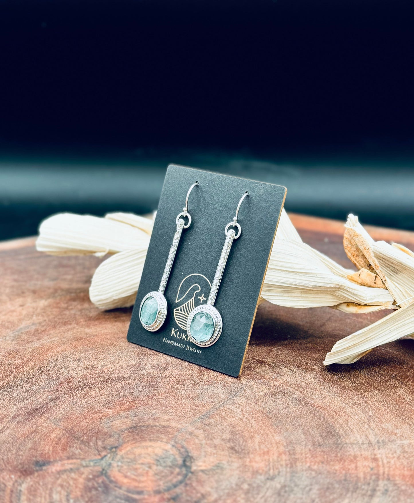 Aqua Kyanite Sterling Silver Dangle Earrings