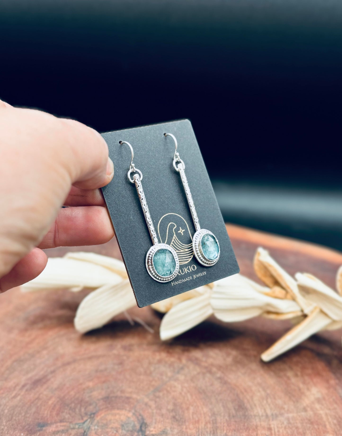 Aqua Kyanite Sterling Silver Dangle Earrings