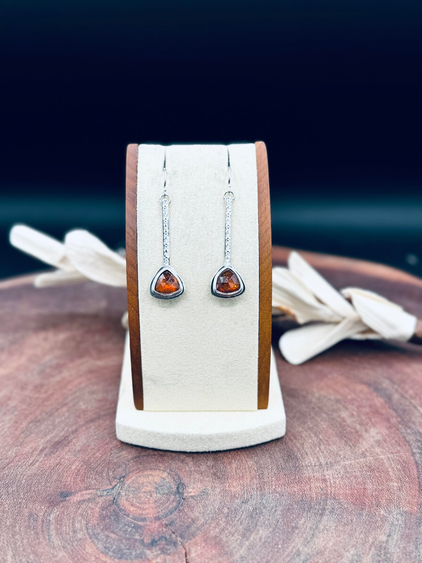 Orange Kyanite Sterling Silver Dangle Earrings