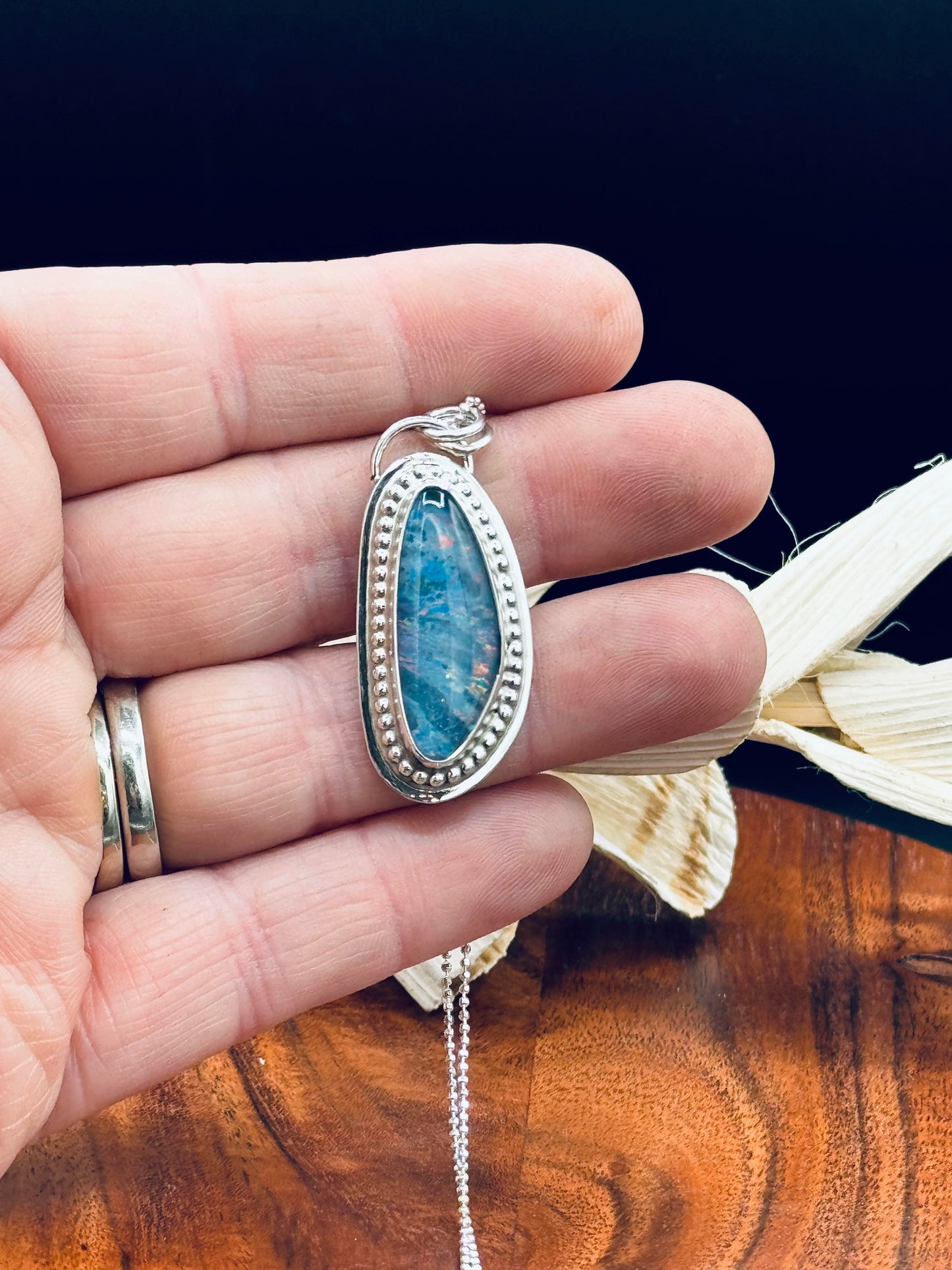 Sterling Silver Boulder Opal Pendant